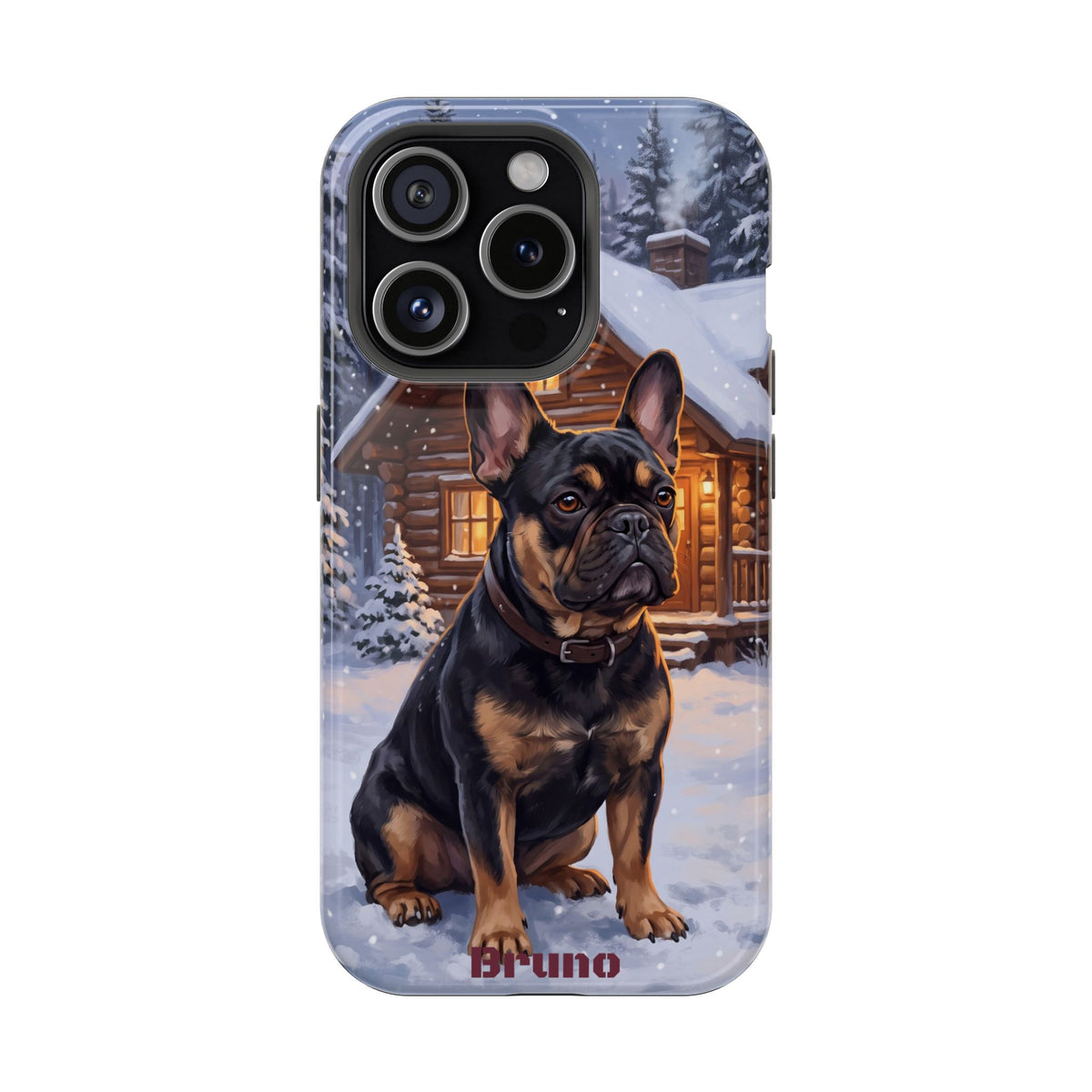Personalized French Bulldog Cozy Cabin Phone Case — Wireless Charging Cover