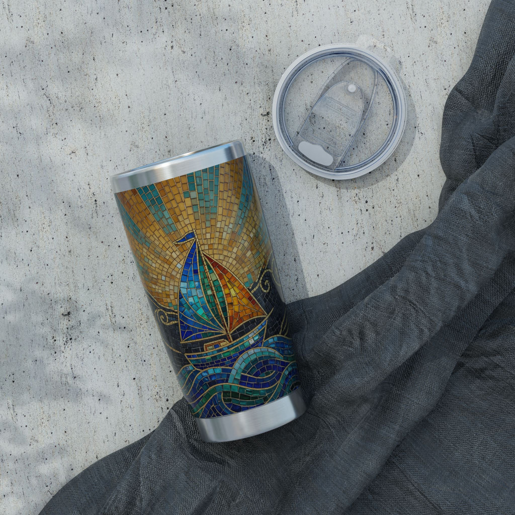 Sailing Tumbler | Jewel Mosaic Art — 20 oz Stainless Travel Mug