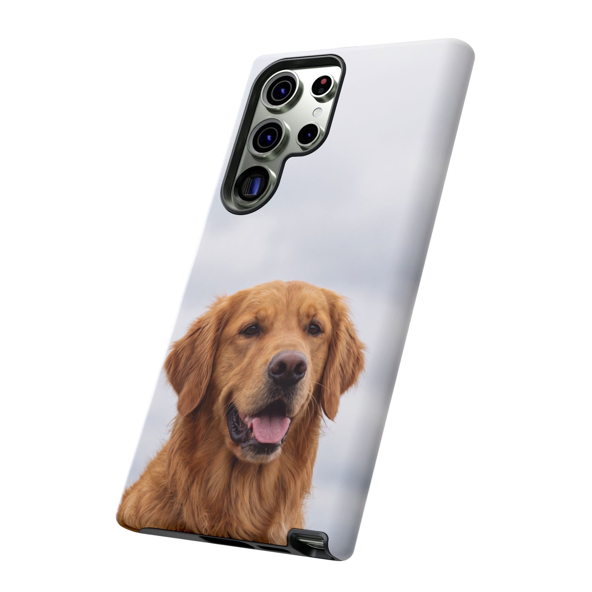 Golden Retriever Portrait Phone Case | Happy Dog Photo on Soft Sky Background | Samsung & iPhone