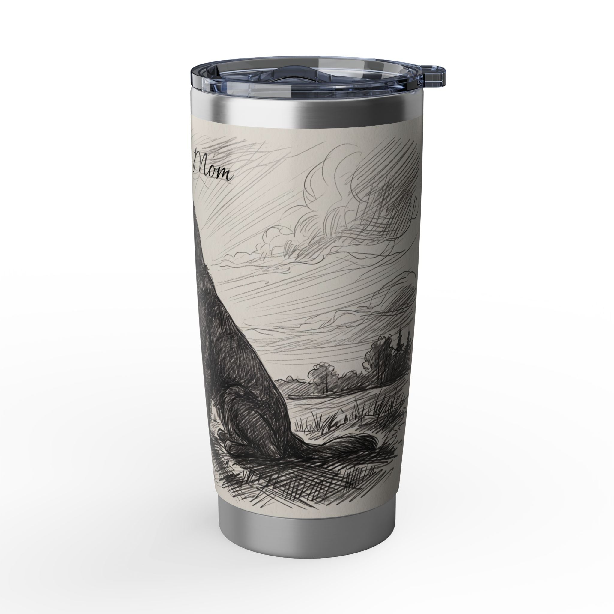 Golden Retriever Tumbler Personalized – 20 oz Stainless Steel Travel Mug with Custom Name, Sunset Silhouette Design for Dog Mom