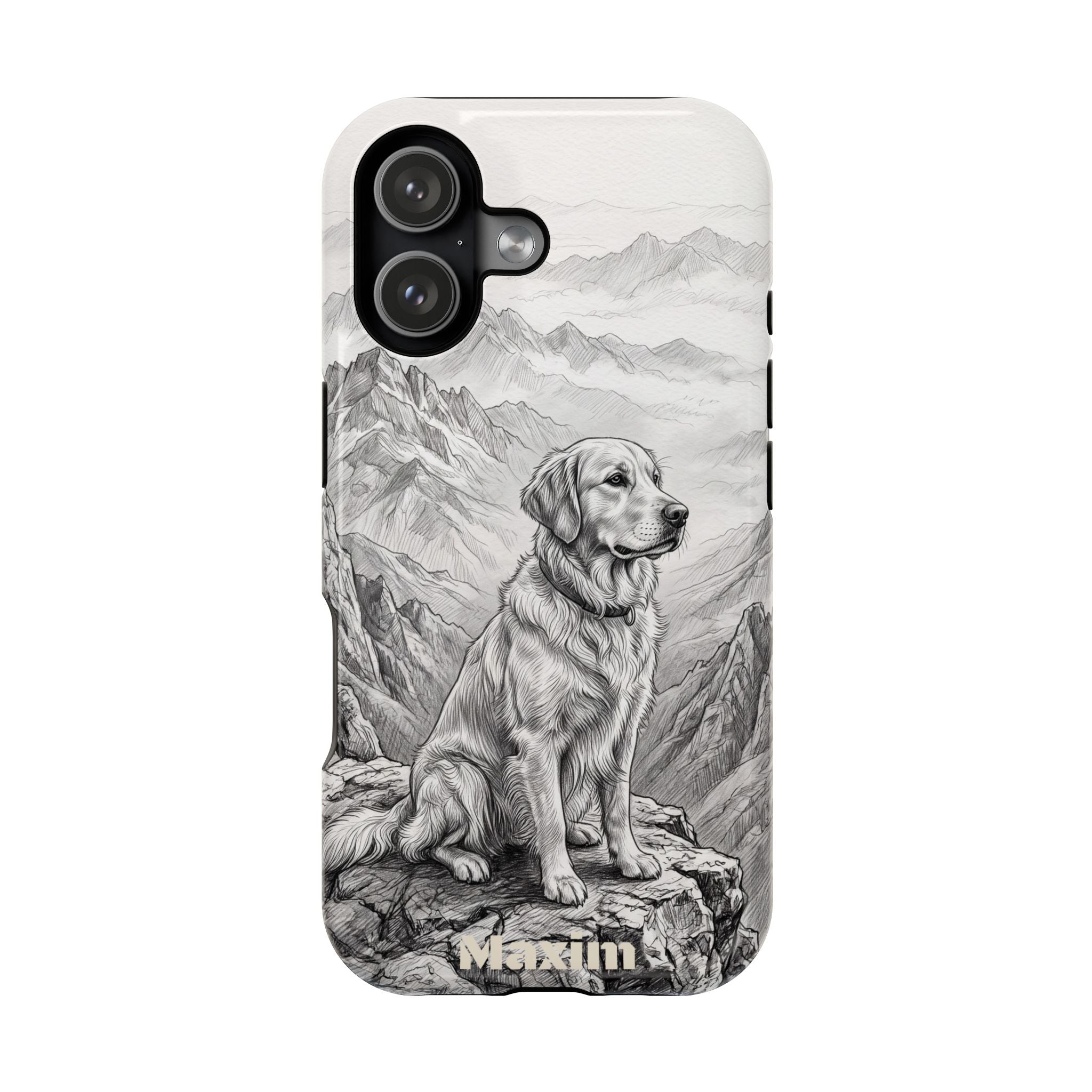 Personalized Golden Retriever Mountain Peak Phone Case — Wireless Charging Cover