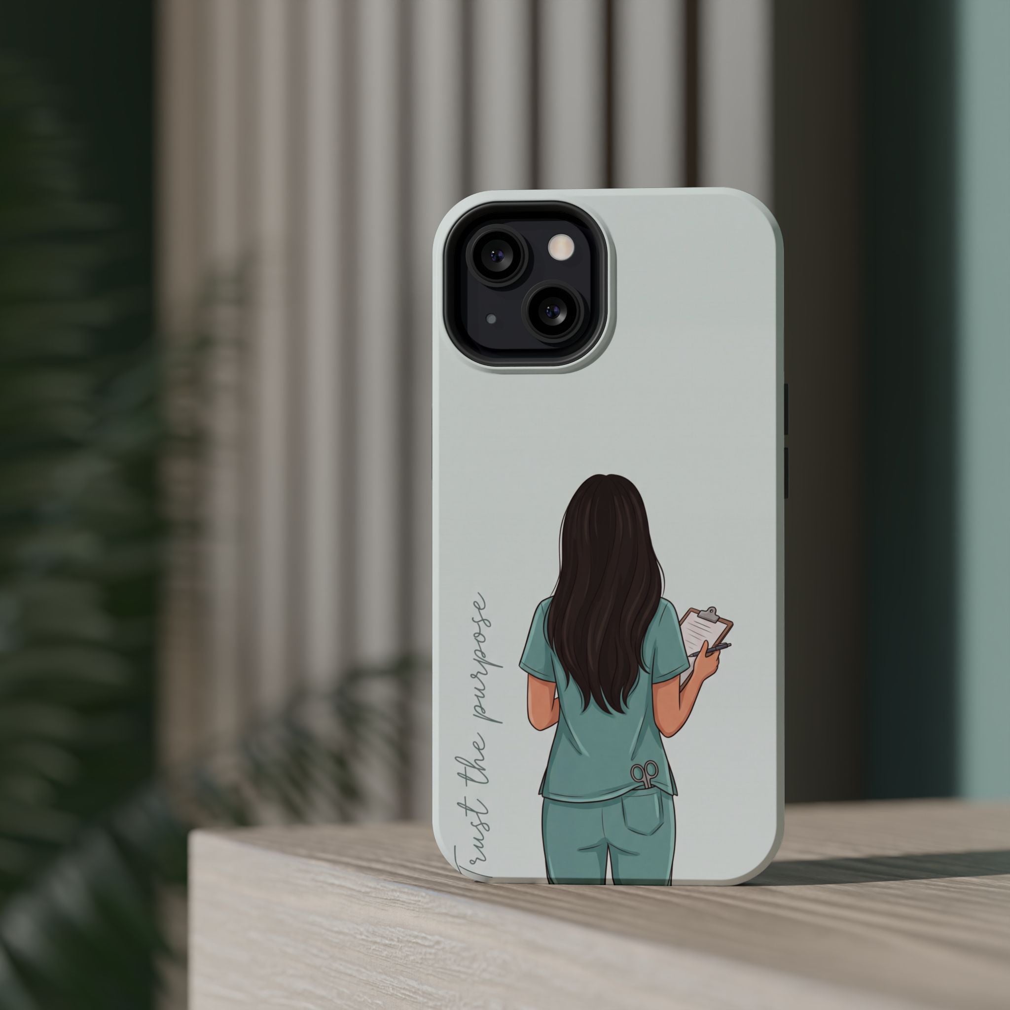 Nurse Illustration Phone Case — Impact-Resistant Wireless Charging Cover