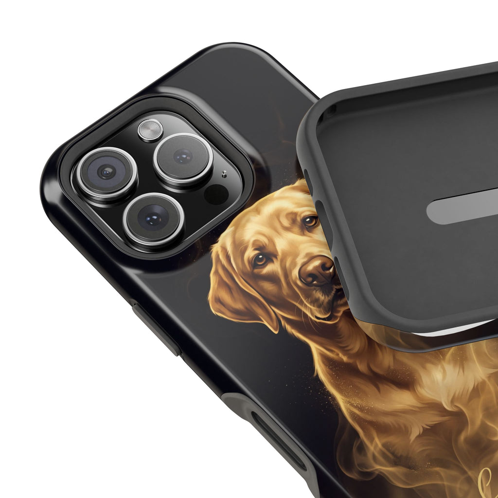 Personalized Gold Smoke Labrador Phone Case — Tough Magnetic Case with Wireless Charging