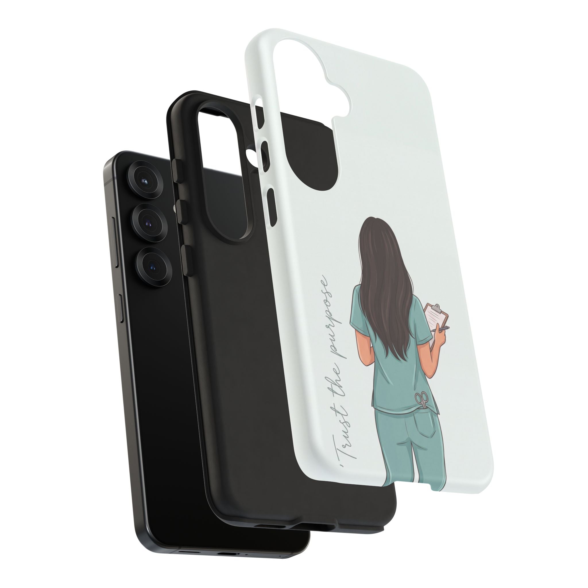 "Trust the Purpose" Nurse Phone Case | Illustrated Nurse in Scrubs Design | iPhone & Samsung