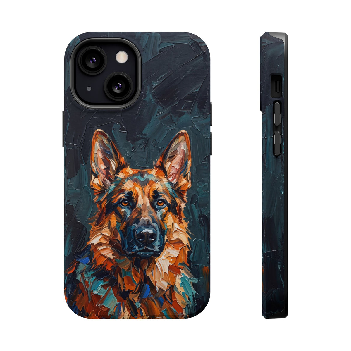 German Shepherd Phone Case | Palette Knife Painting Art — Tough Magnetic Case with Wireless Charging