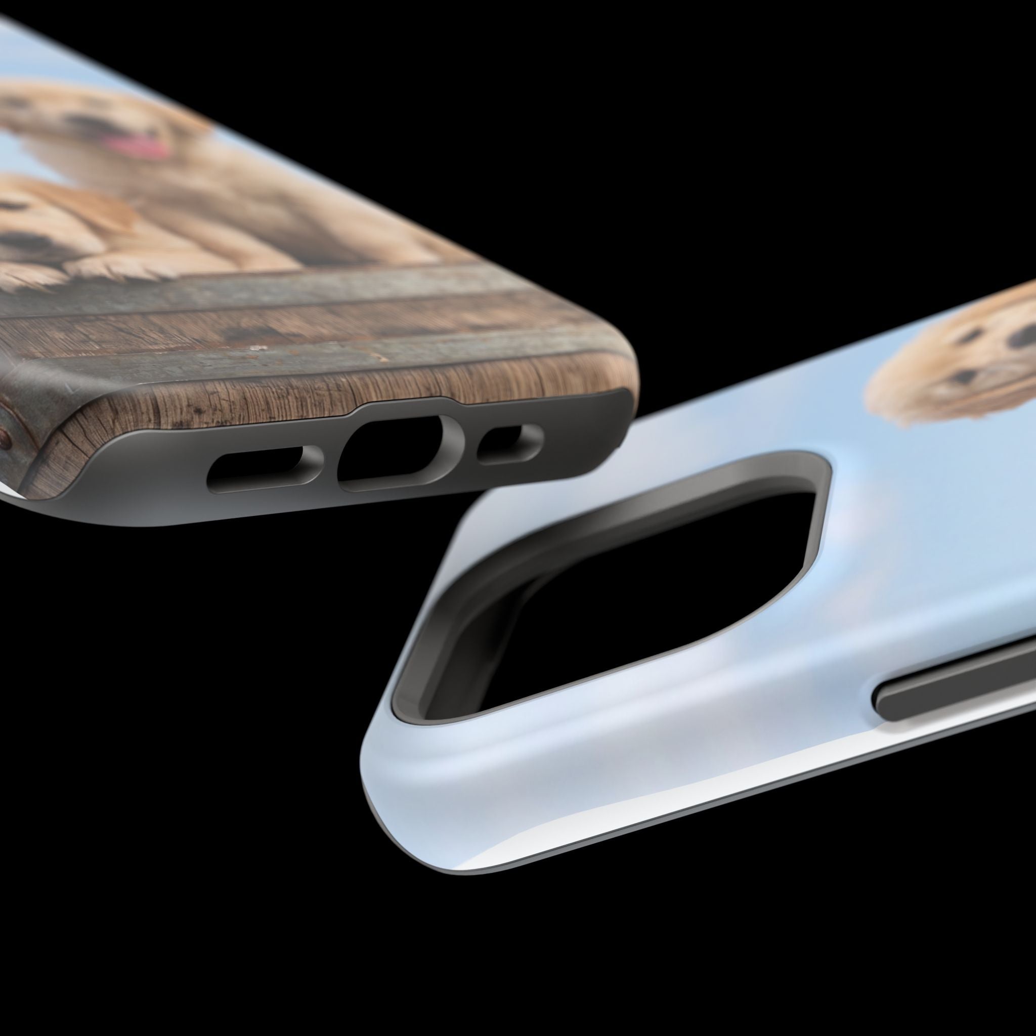 Golden Retriever Puppy Duo Phone Case — Impact-Resistant Wireless Charging Cover