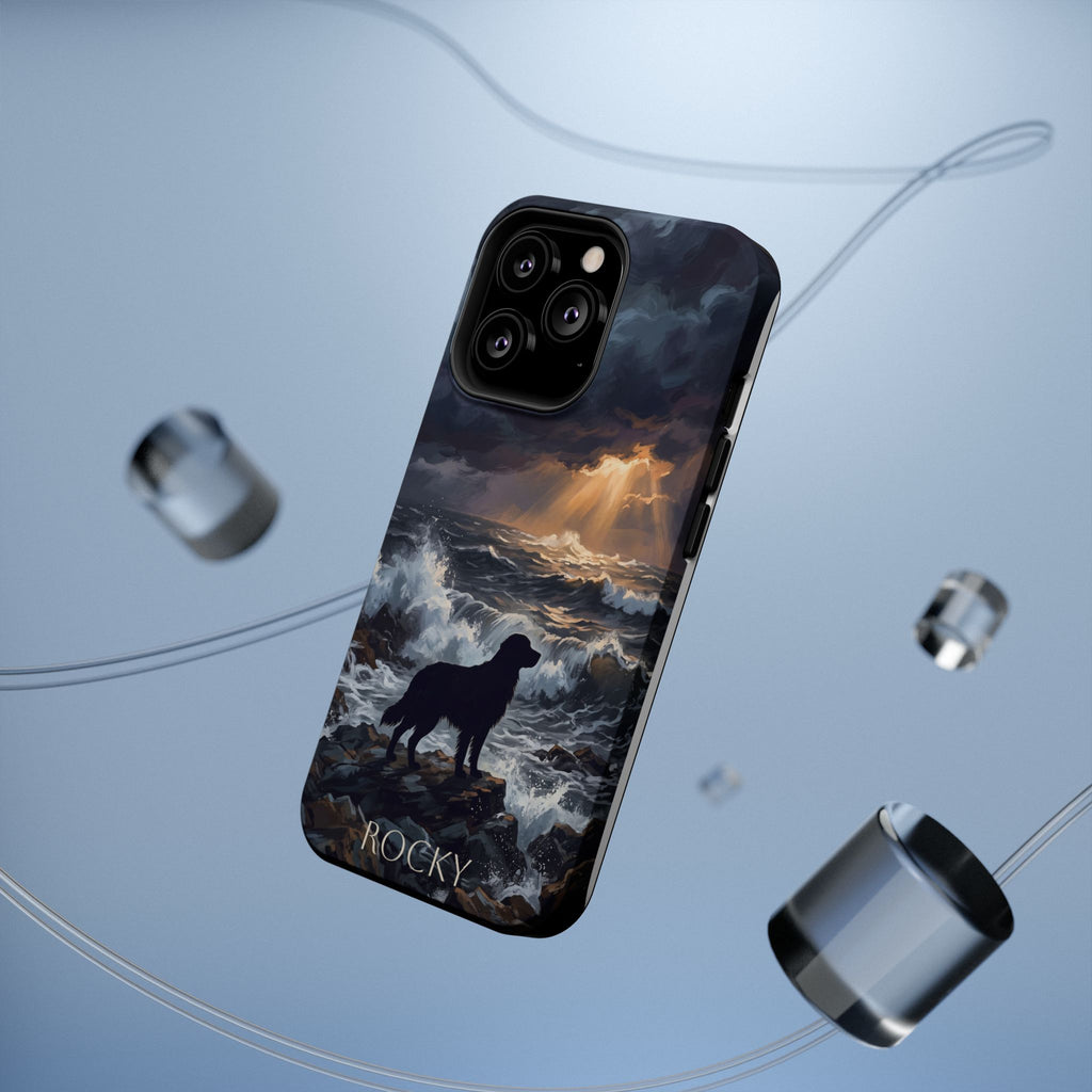 Personalized Golden Retriever Stormy Sea Phone Case — Wireless Charging Cover