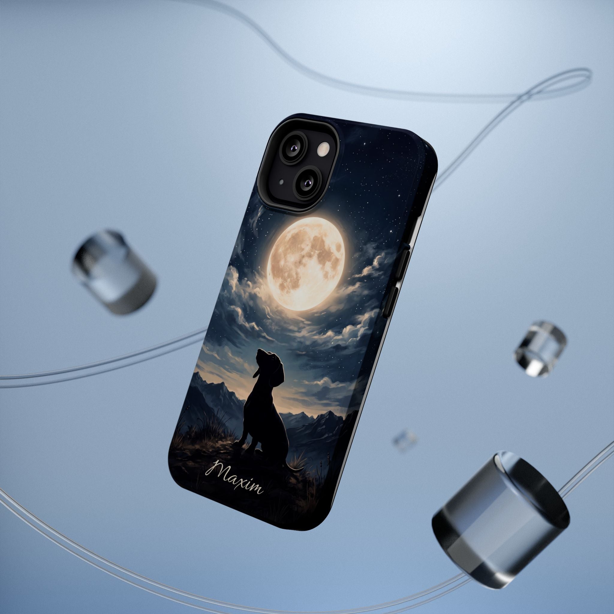 Personalized Dachshund Moonlight Phone Case — Wireless Charging Cover