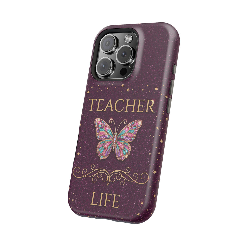 Teacher Life Glitter Butterfly Phone Case — Wireless Charging Cover