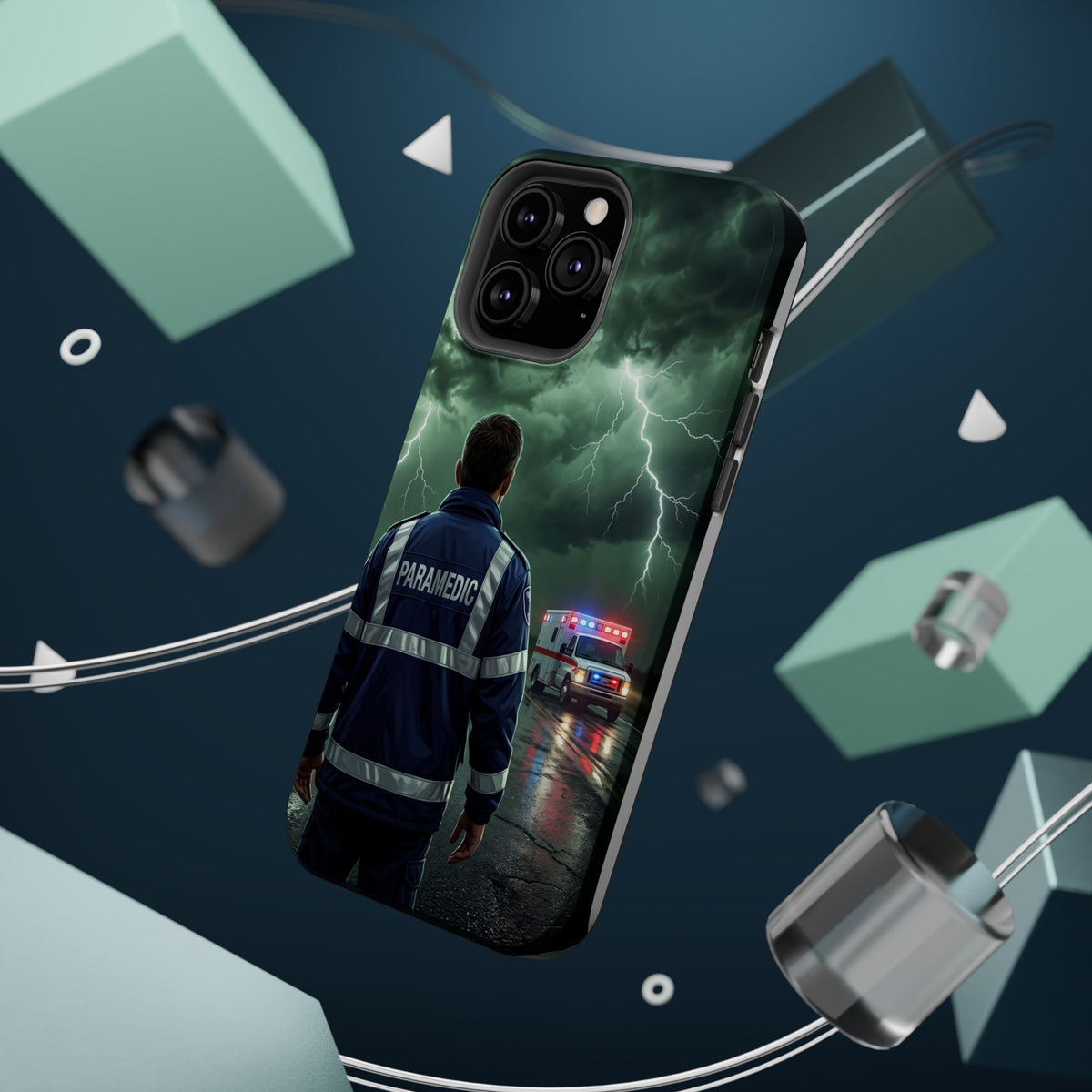 Paramedic Green Storm Phone Case — Magnetic Wireless Charging Cover