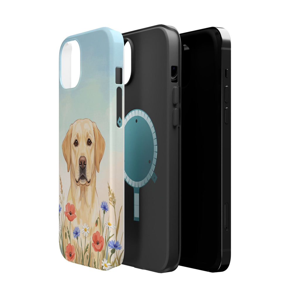 Labrador Wildflower Painting Phone Case — Tough Magnetic Case with Wireless Charging