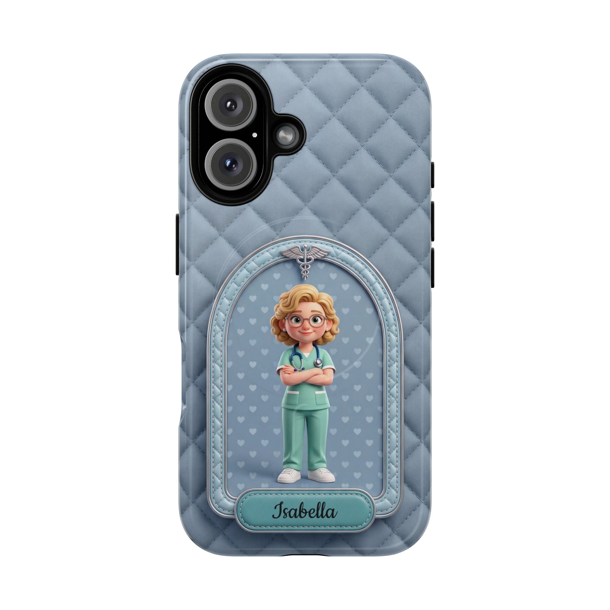 Personalized Nurse Phone Case | Quilted Badge Design, Custom Name iPhone Case
