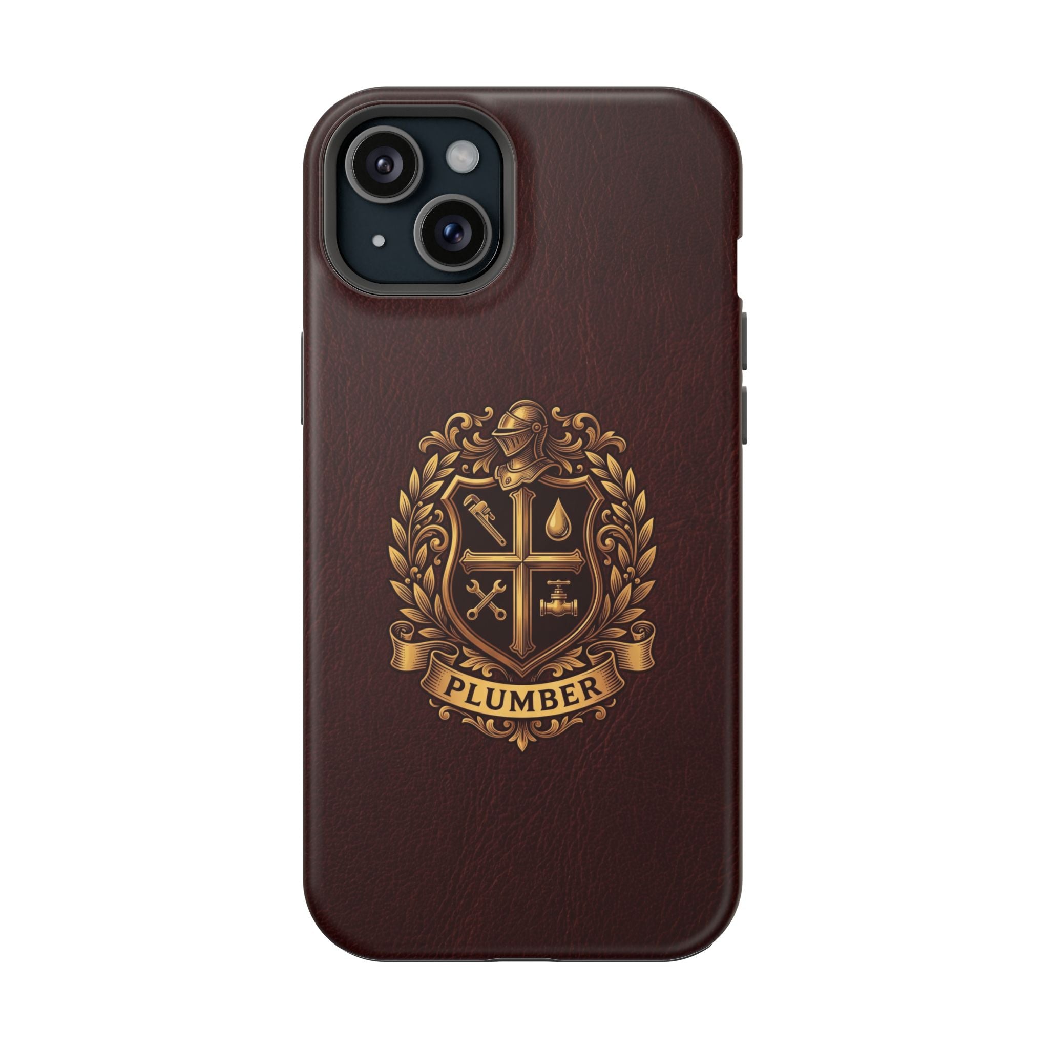 Plumber Crest Phone Case — Heraldic Shield Design Wireless Charging Cover