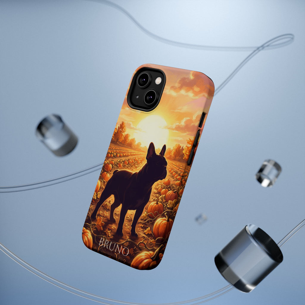 Personalized French Bulldog Pumpkin Patch Phone Case — Wireless Charging Cover