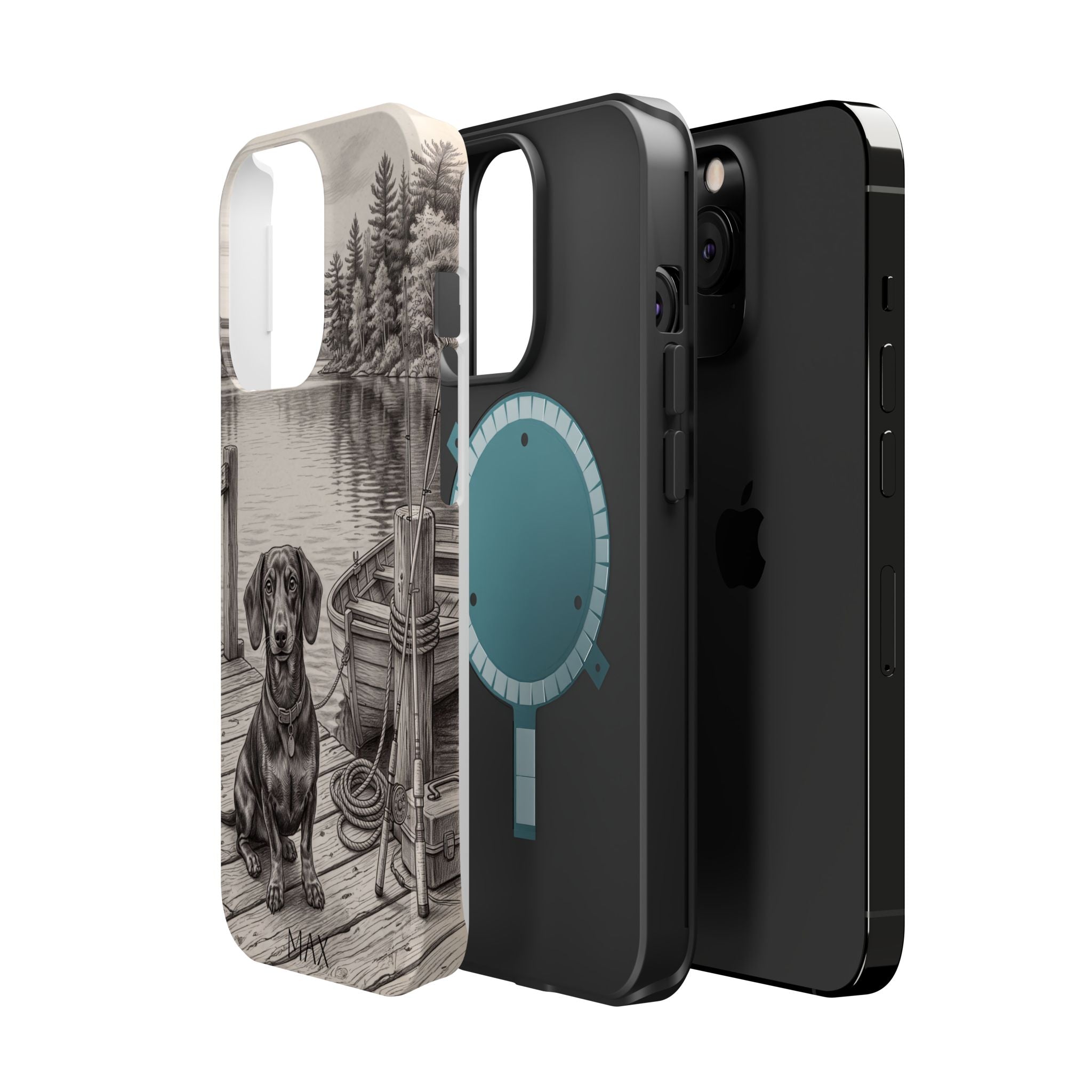 Personalized Dachshund Sunset Beach Phone Case — Wireless Charging Cover