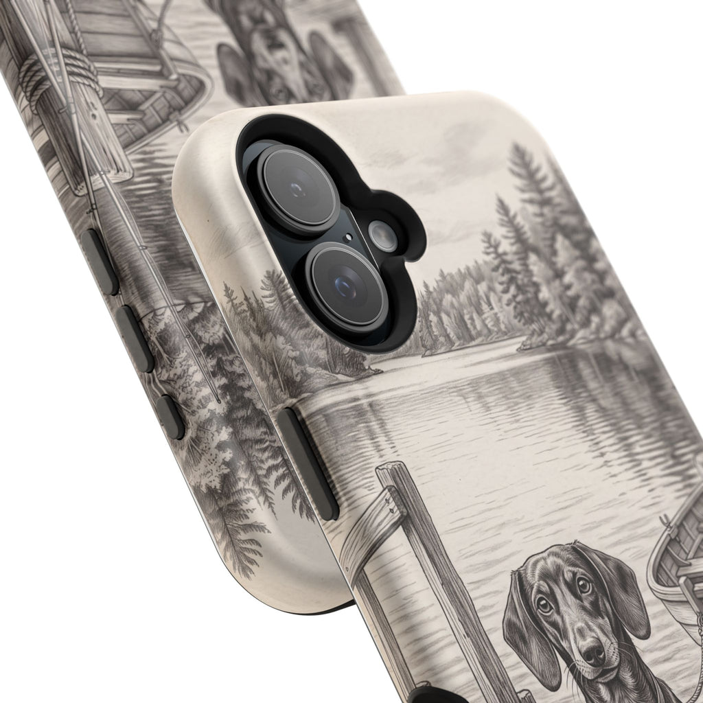 Personalized Dachshund Sunset Beach Phone Case — Wireless Charging Cover