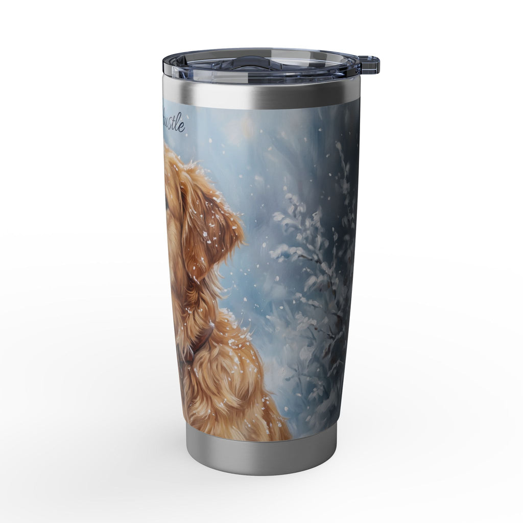 Golden Retriever Tumbler Personalized – 20 oz Stainless Steel Travel Mug with Custom Name, Icy Winter Design