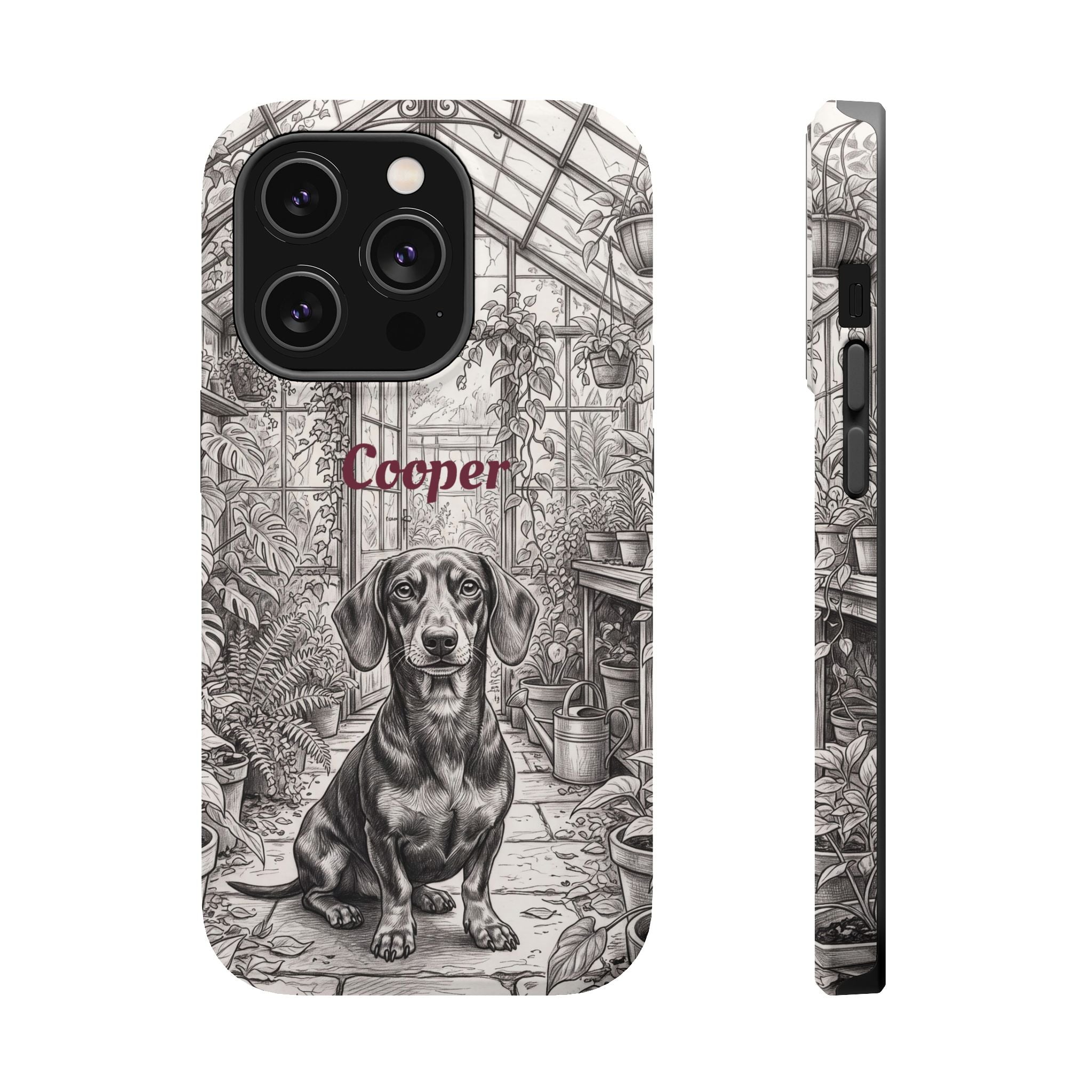 Personalized Dachshund Vintage Greenhouse Phone Case — Wireless Charging Cover