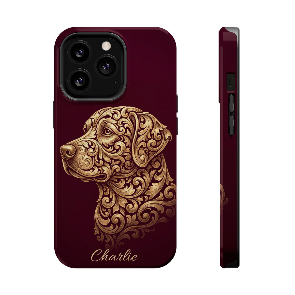 Personalized Gold Filigree Labrador Phone Case — Tough Magnetic Case with Wireless Charging