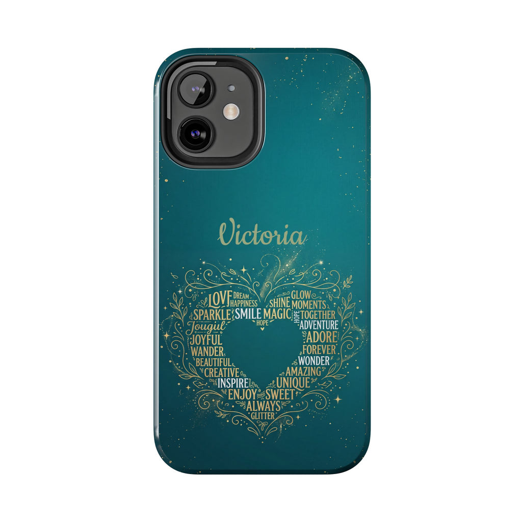 Personalized Teacher Phone Case — Custom Name Heart Word Art Design