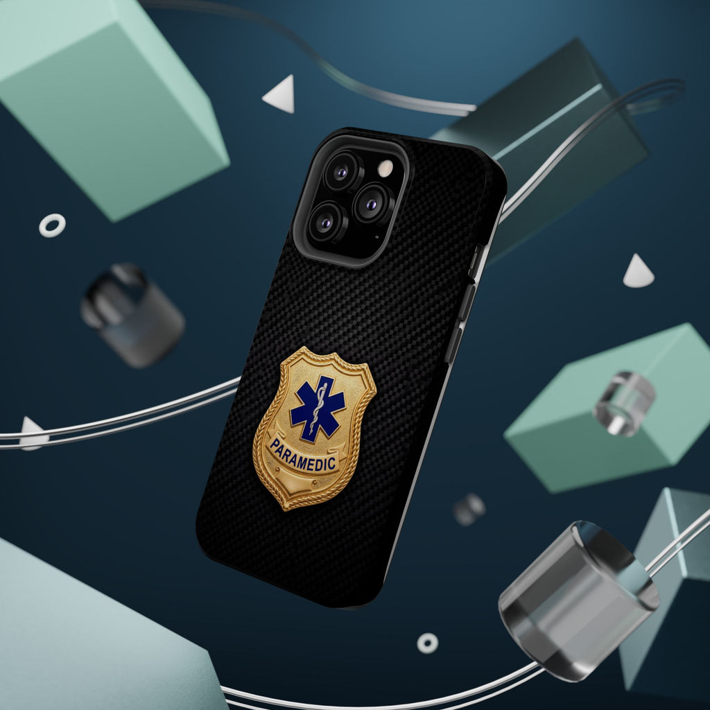 Gold Paramedic Badge Black Phone Case — Magnetic Wireless Charging Cover