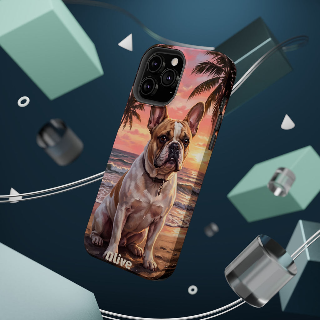 Personalized French Bulldog Beach Portrait Phone Case — Wireless Charging Cover