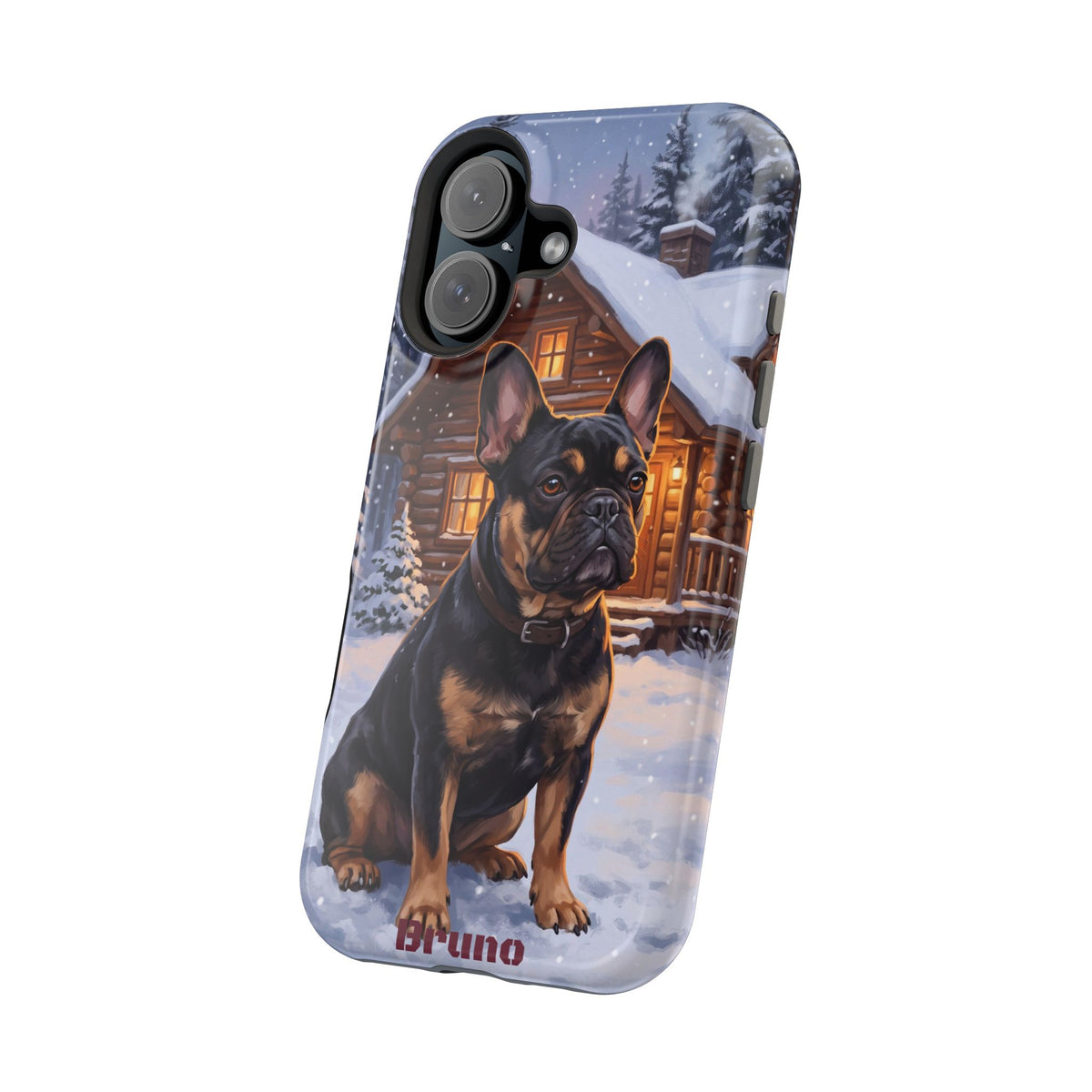 Personalized French Bulldog Cozy Cabin Phone Case — Wireless Charging Cover