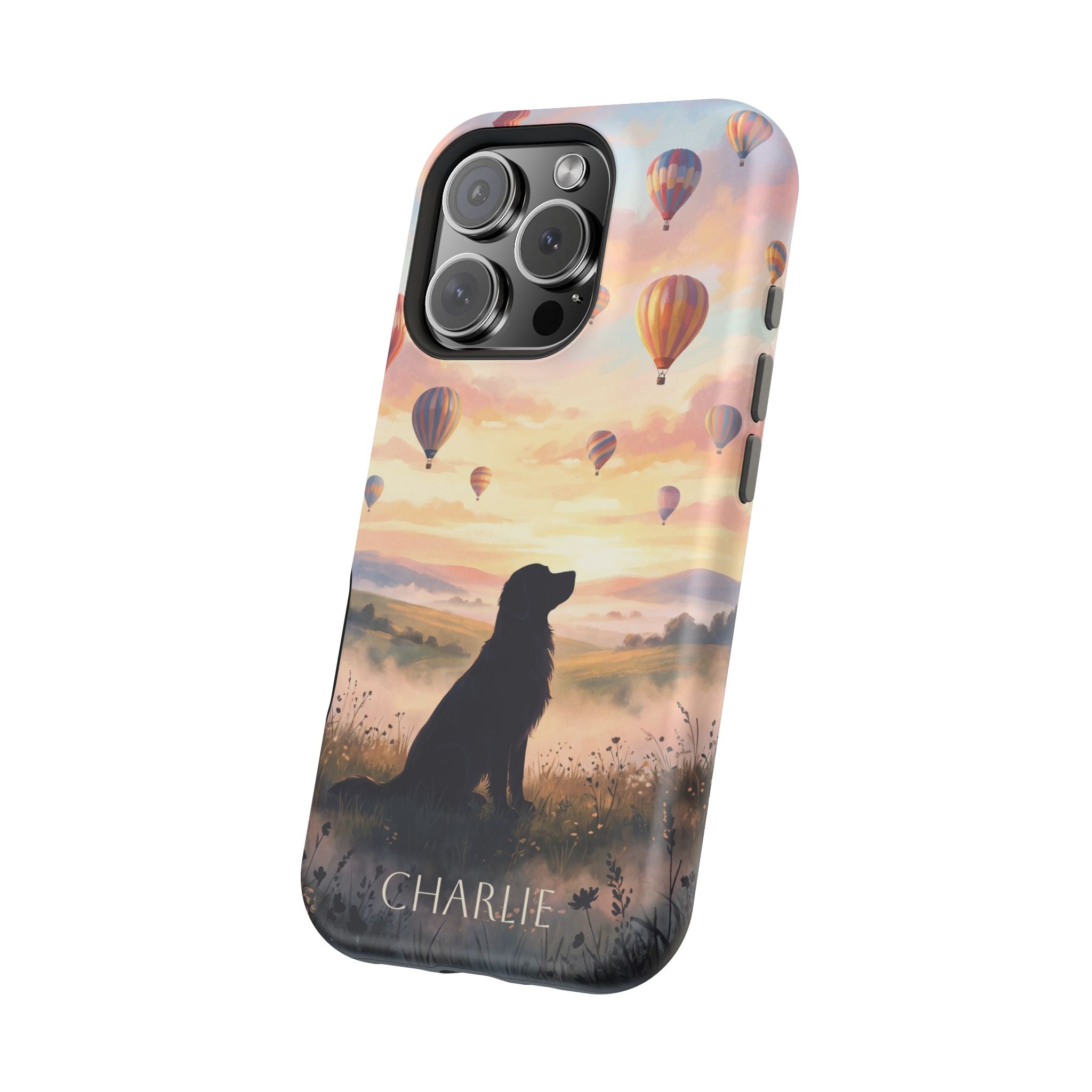 Personalized Golden Retriever Hot Air Balloon Phone Case — Wireless Charging Cover