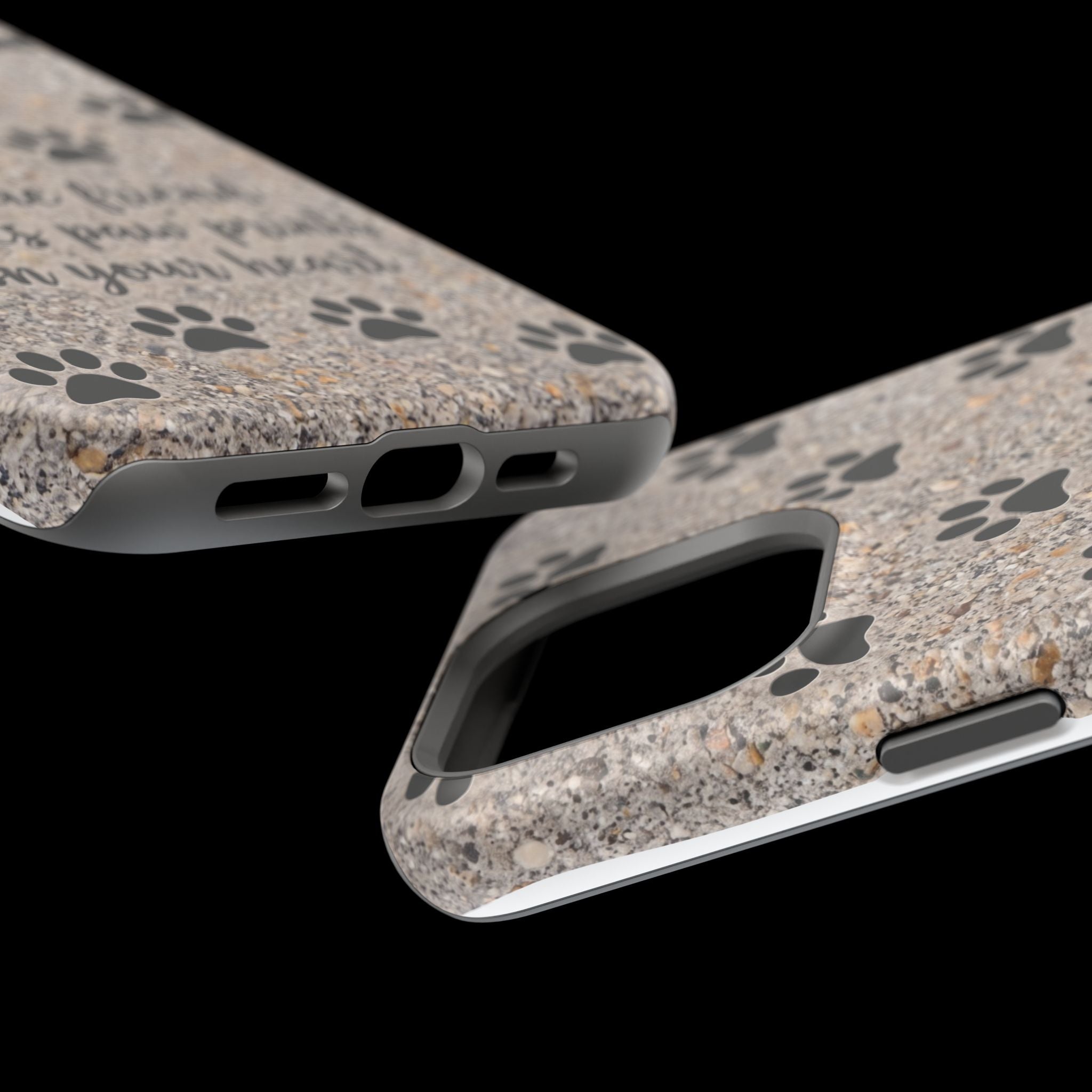 "A True Friend Leaves Paw Prints On Your Heart" Phone Case | Sentimental Stone-Texture Dog Paw Print Case | iPhone & Samsung