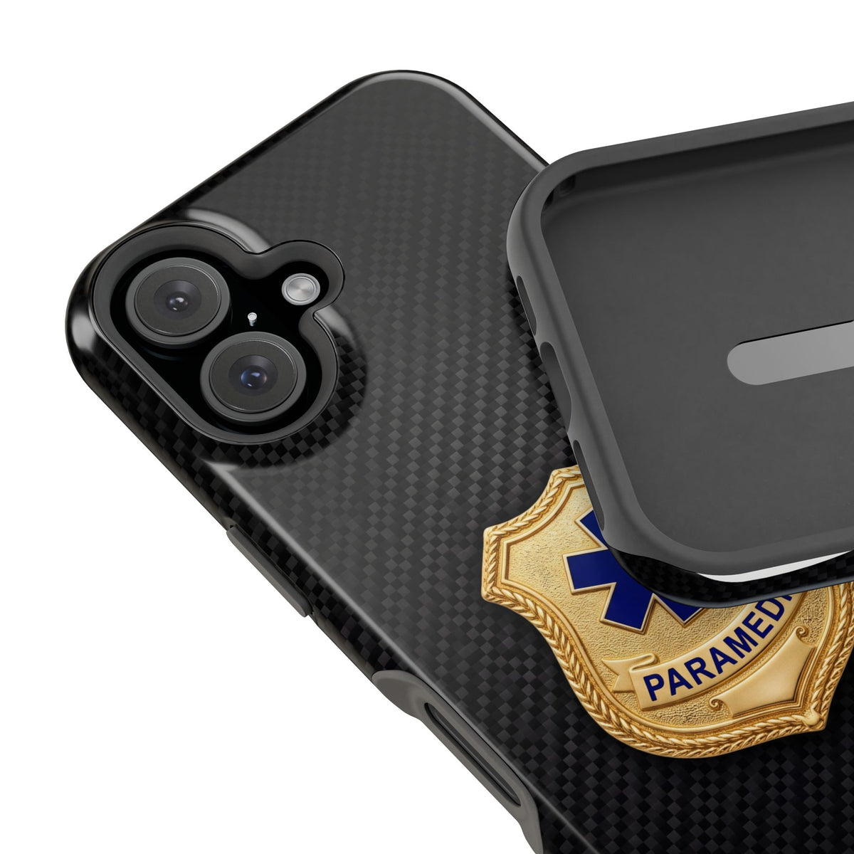 Gold Paramedic Badge Black Phone Case — Magnetic Wireless Charging Cover