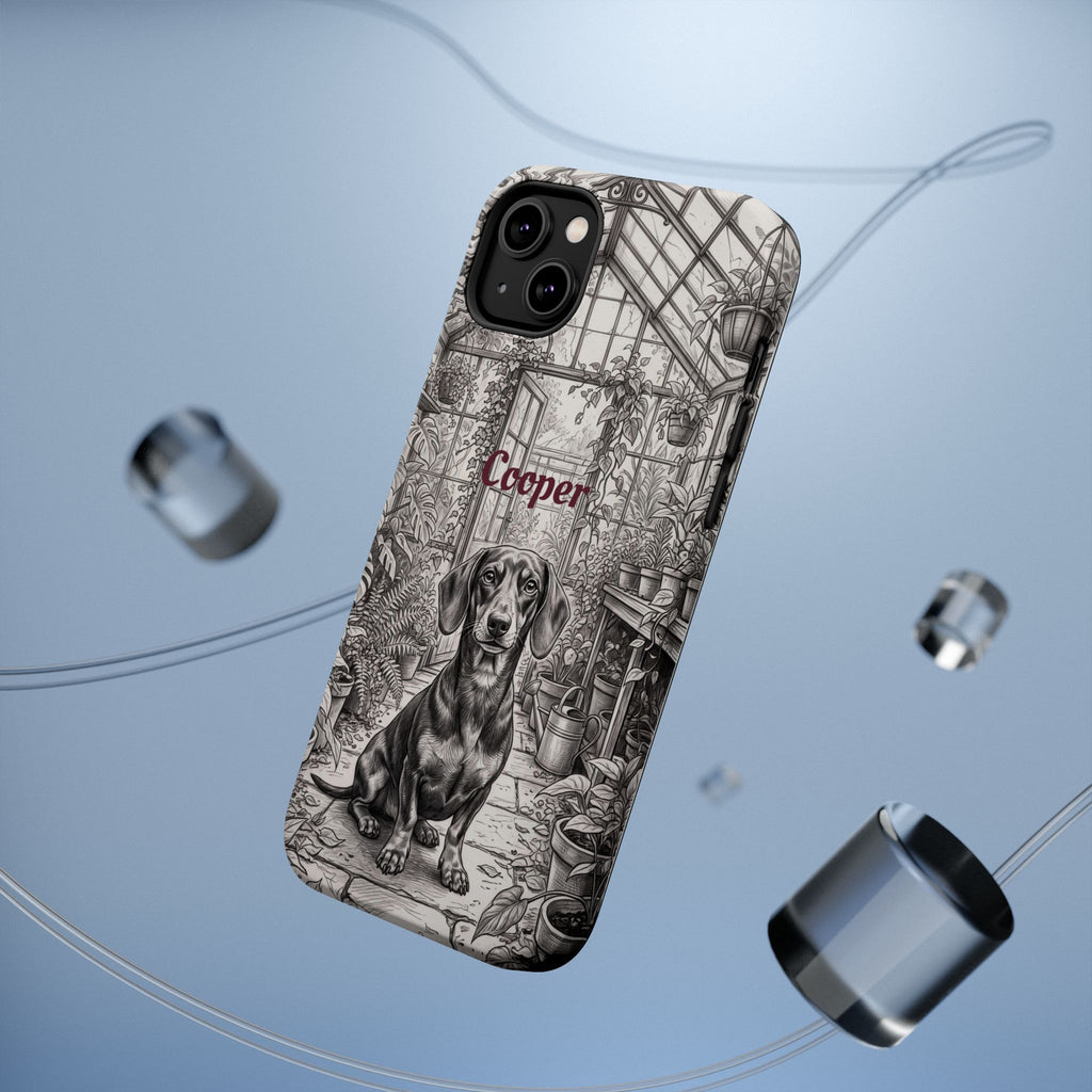 Personalized Dachshund Vintage Greenhouse Phone Case — Wireless Charging Cover