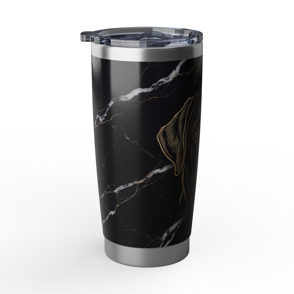 Labrador Personalized Tumbler | Black Marble Gold Art — 20 oz Stainless Travel Mug