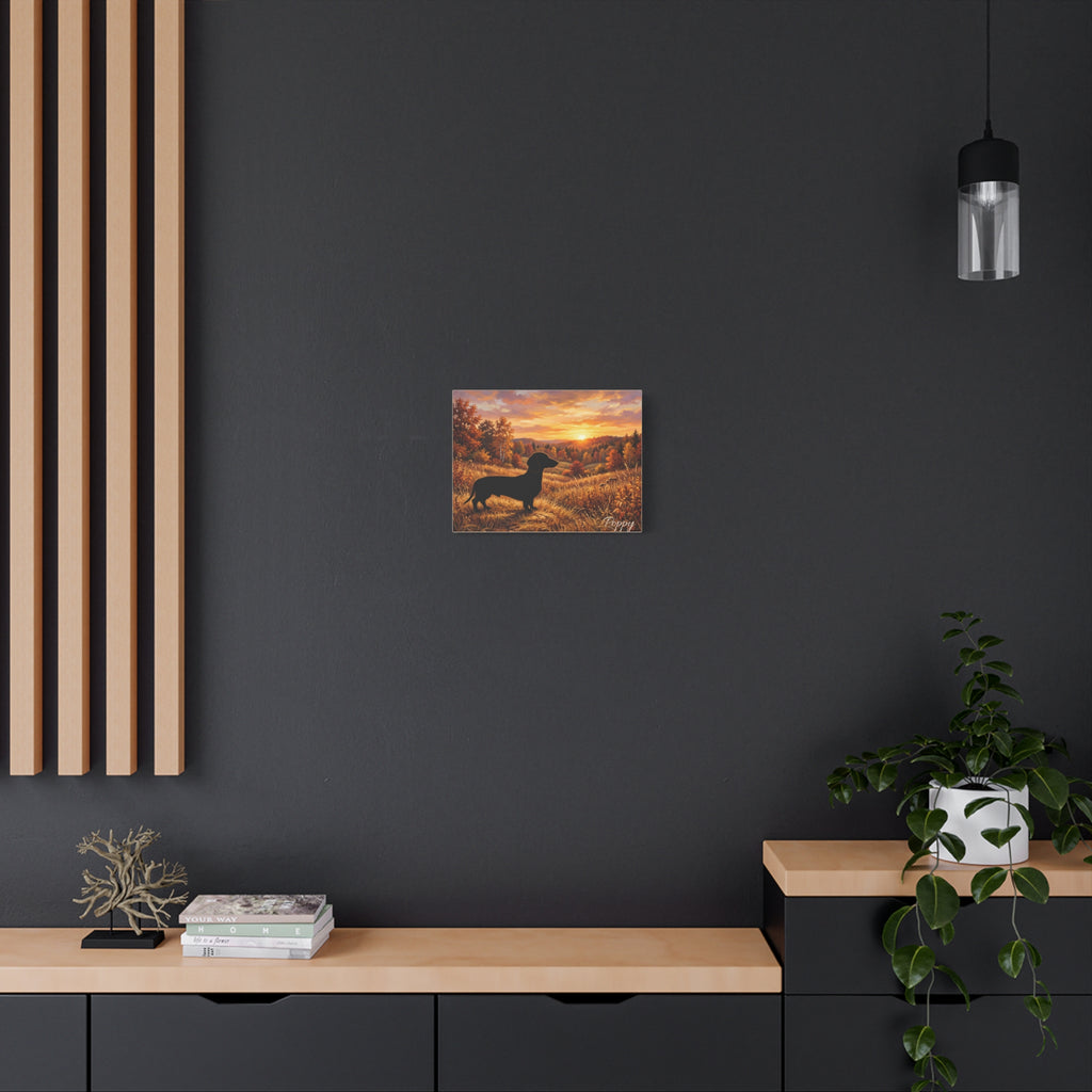 Dachshund Silhouette Personalized Canvas | Autumn Sunset Wall Art