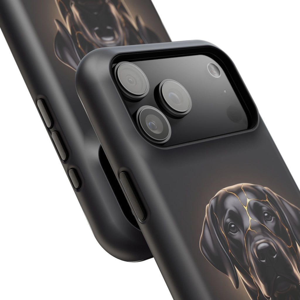 Personalized Obsidian Kintsugi Labrador Phone Case — Tough Magnetic Case with Wireless Charging