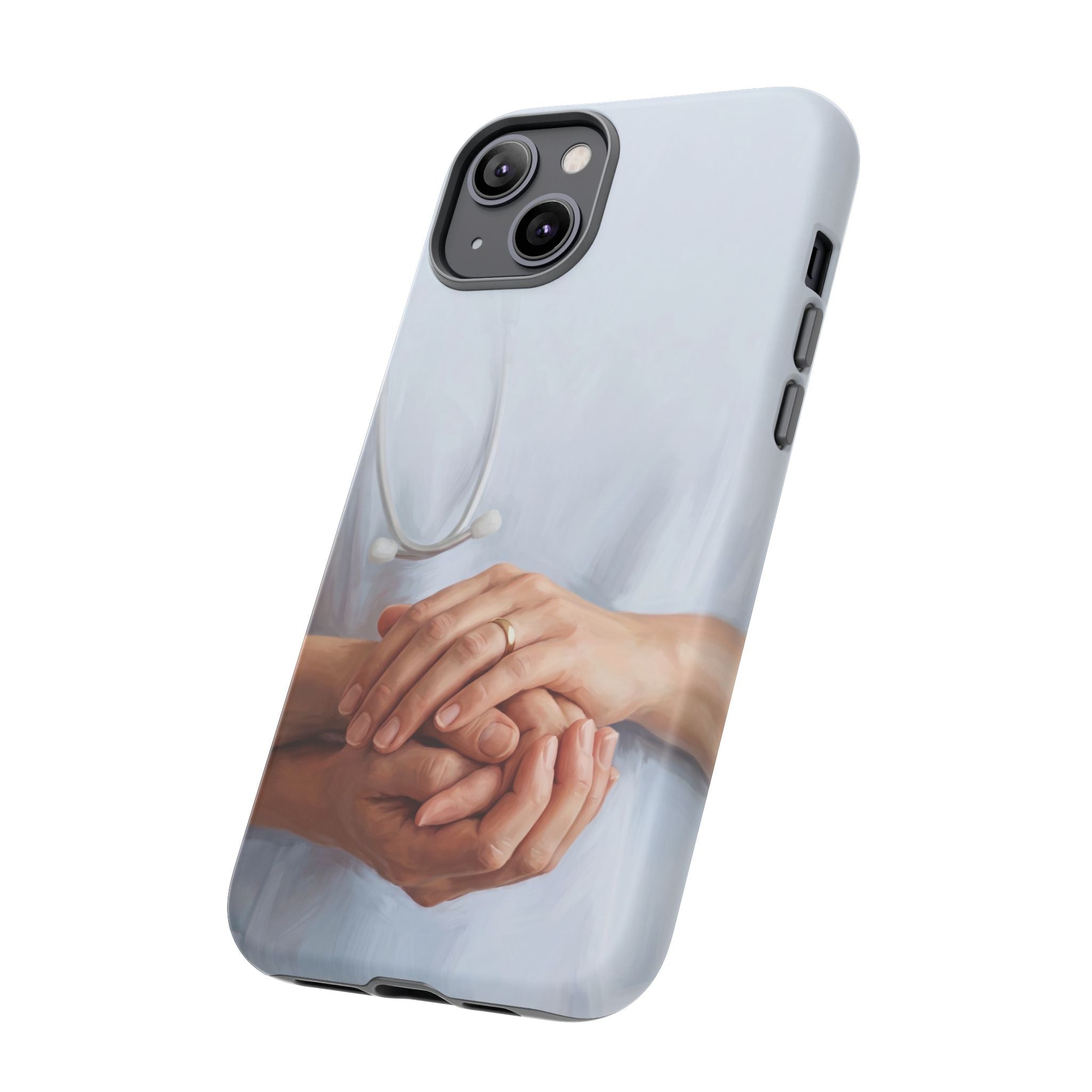 Nurse's Comforting Hands Phone Case | Caring Hands & Stethoscope Illustration | iPhone & Samsung