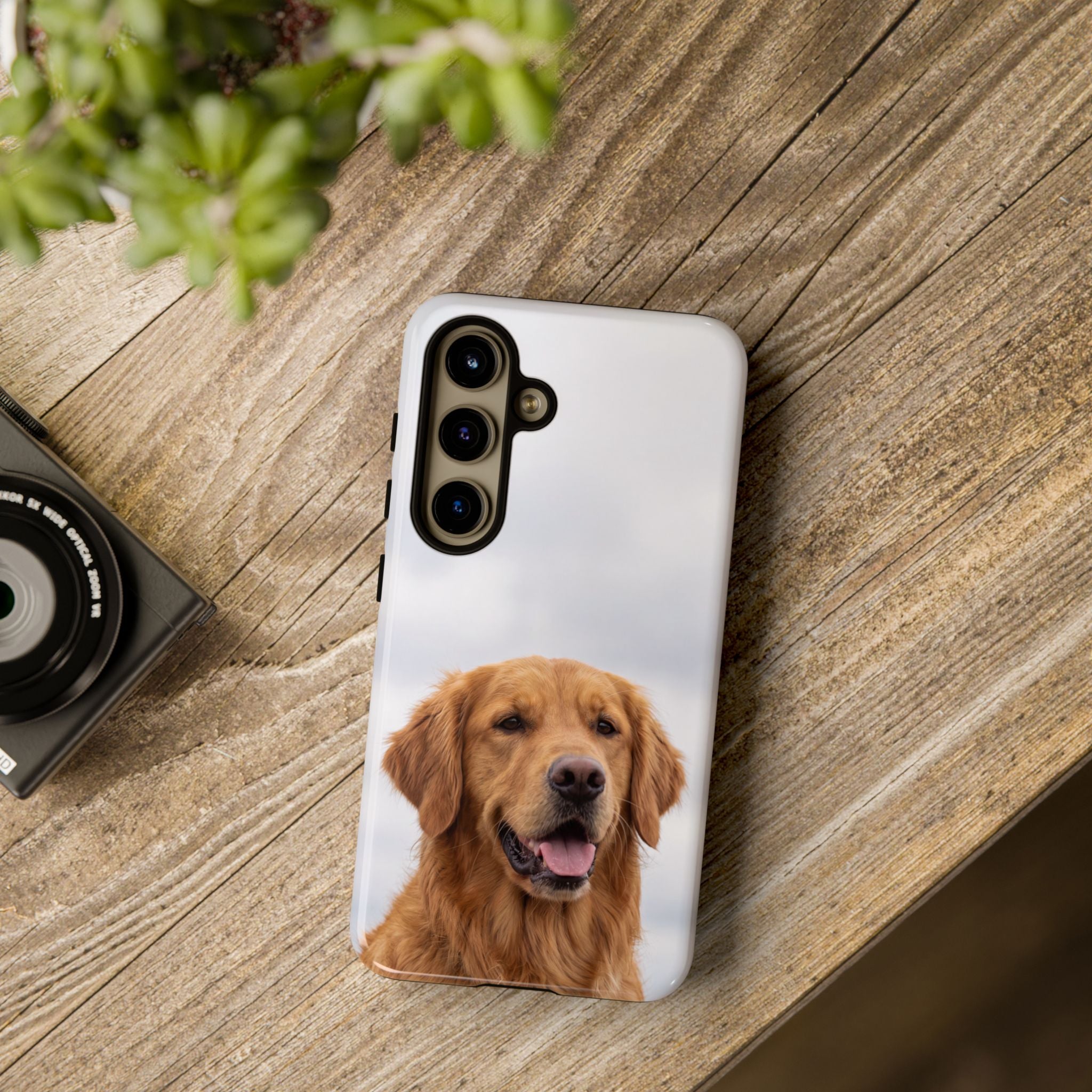 Golden Retriever Portrait Phone Case | Happy Dog Photo on Soft Sky Background | Samsung & iPhone