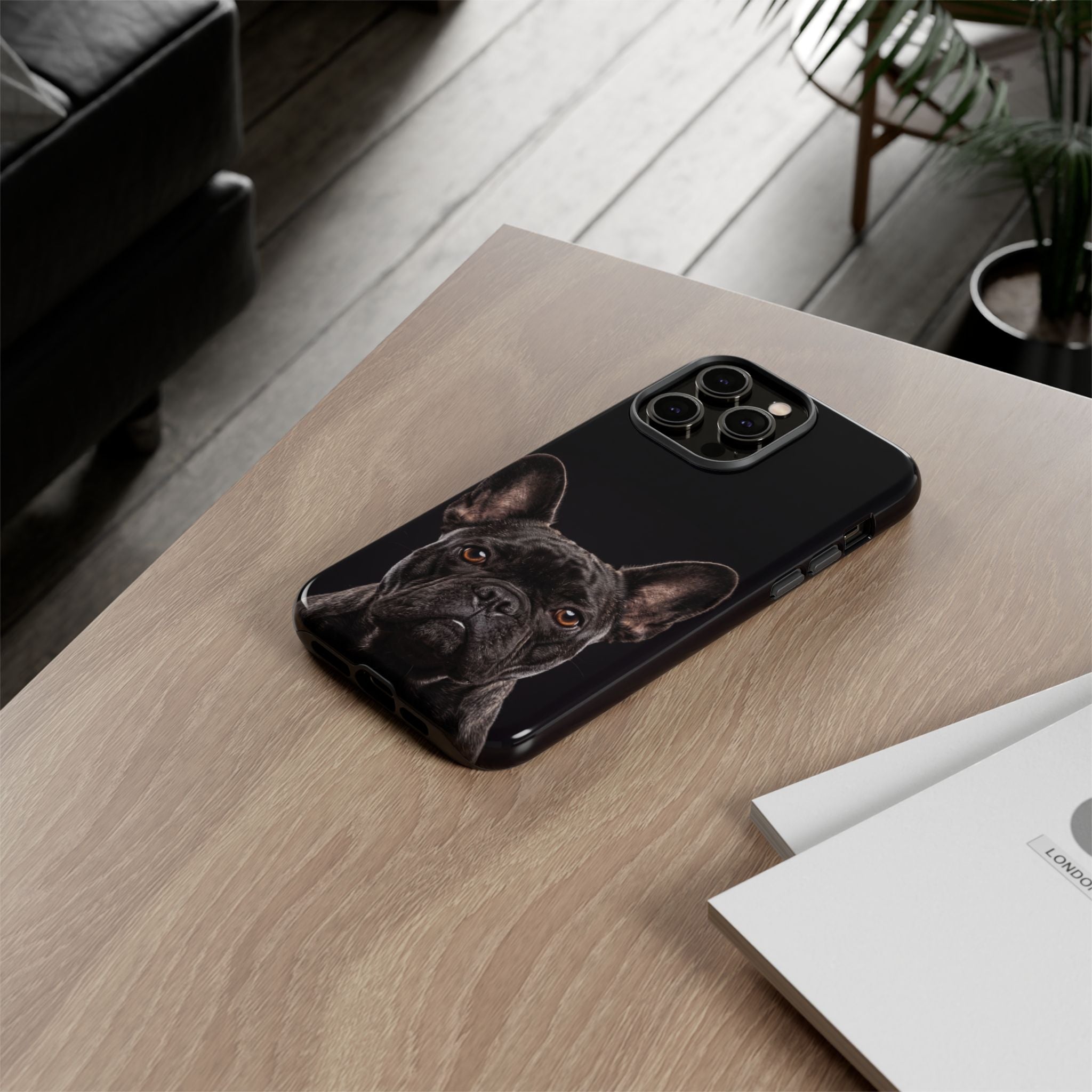 Front-Facing French Bulldog Phone Case | Dramatic Black Studio Portrait | Samsung & iPhone