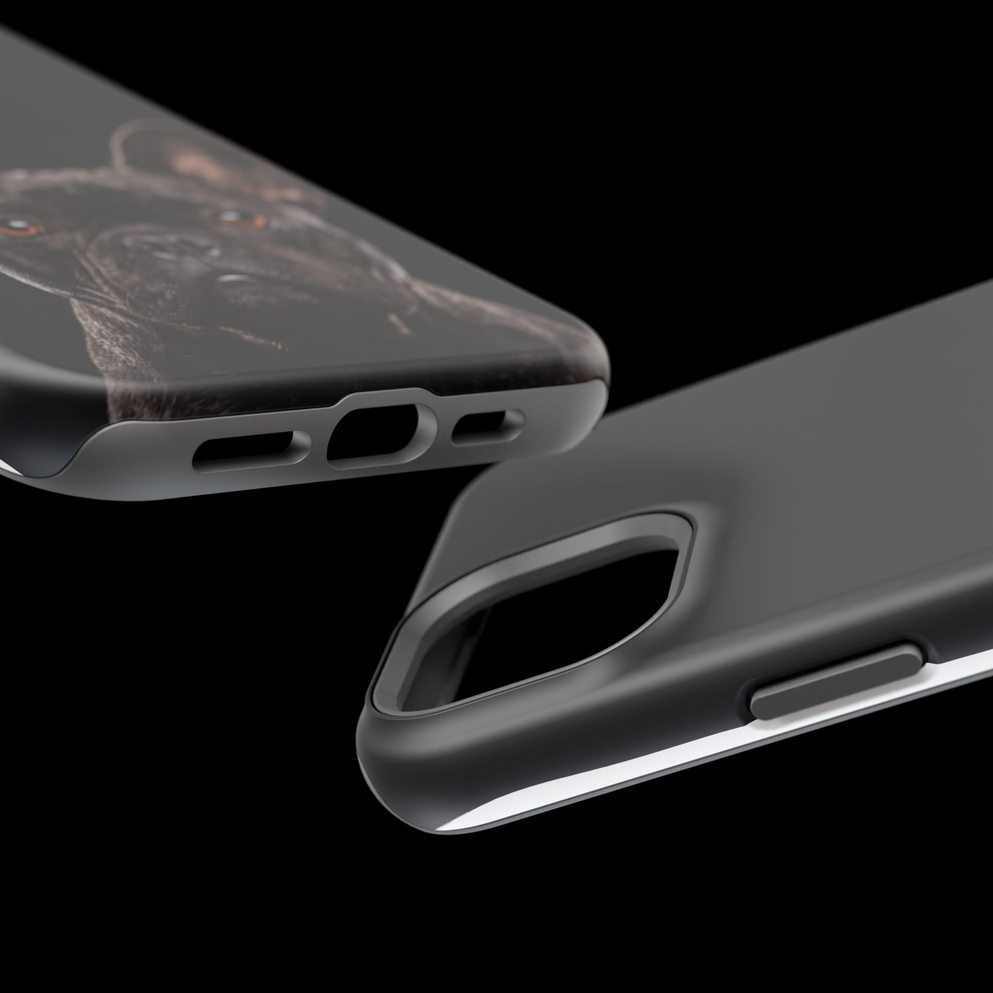 Black French Bulldog Phone Case — Impact-Resistant Wireless Charging Cover