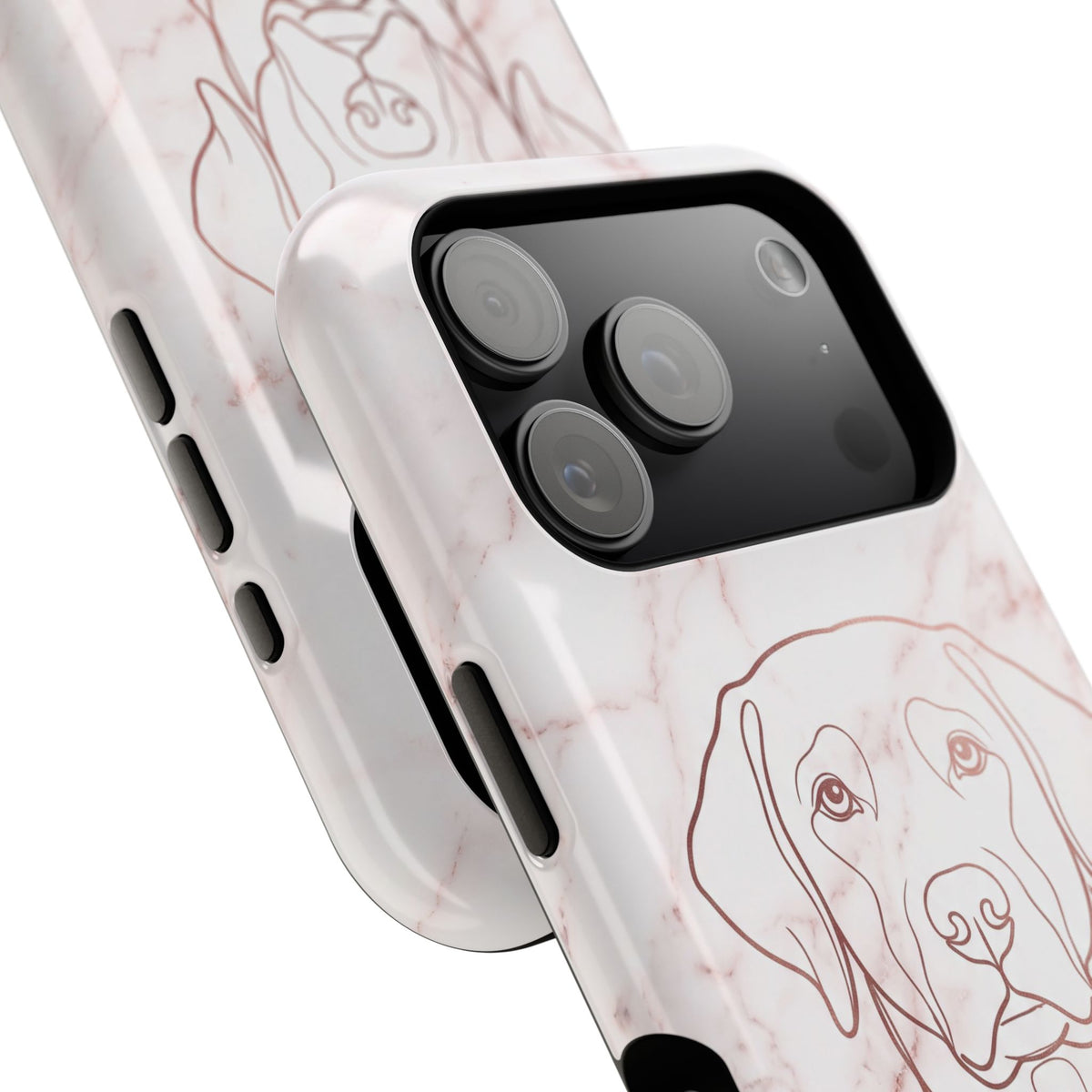 Personalized Rose Gold Marble Labrador Phone Case — Tough Magnetic Case with Wireless Charging