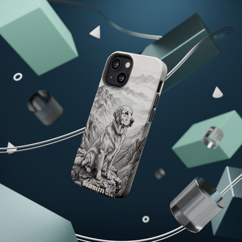 Personalized Golden Retriever Mountain Peak Phone Case — Wireless Charging Cover