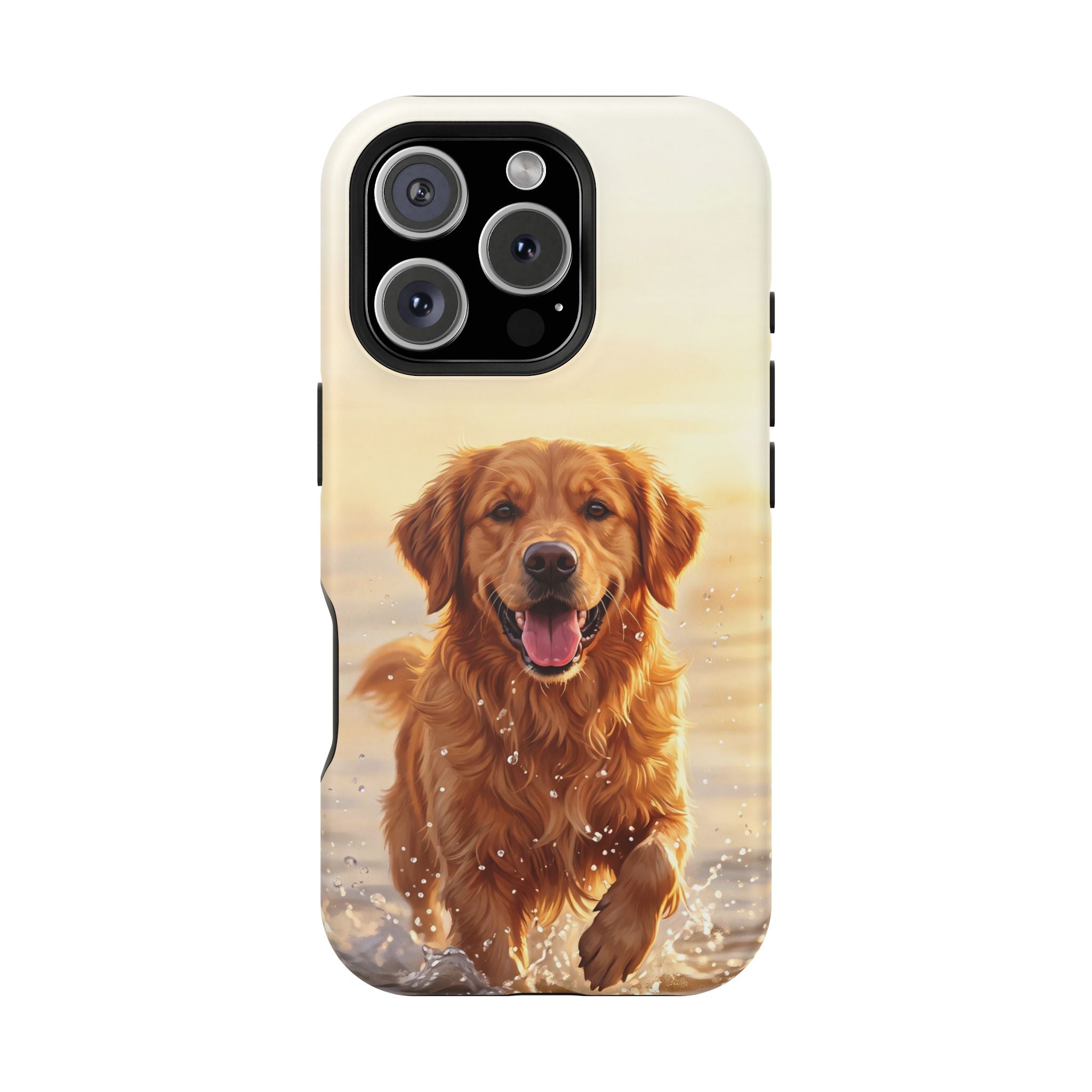 Beach Golden Retriever Phone Case — Impact-Resistant Wireless Charging Cover