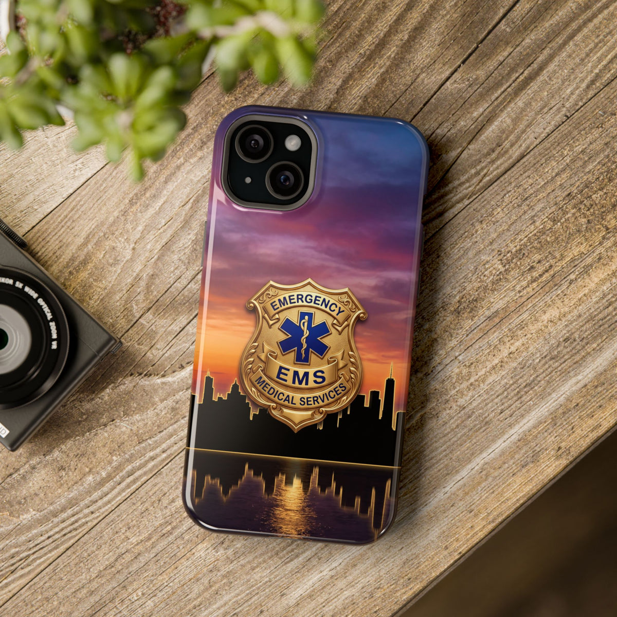 EMS Badge Sunset Skyline Phone Case — Magnetic Wireless Charging Cover