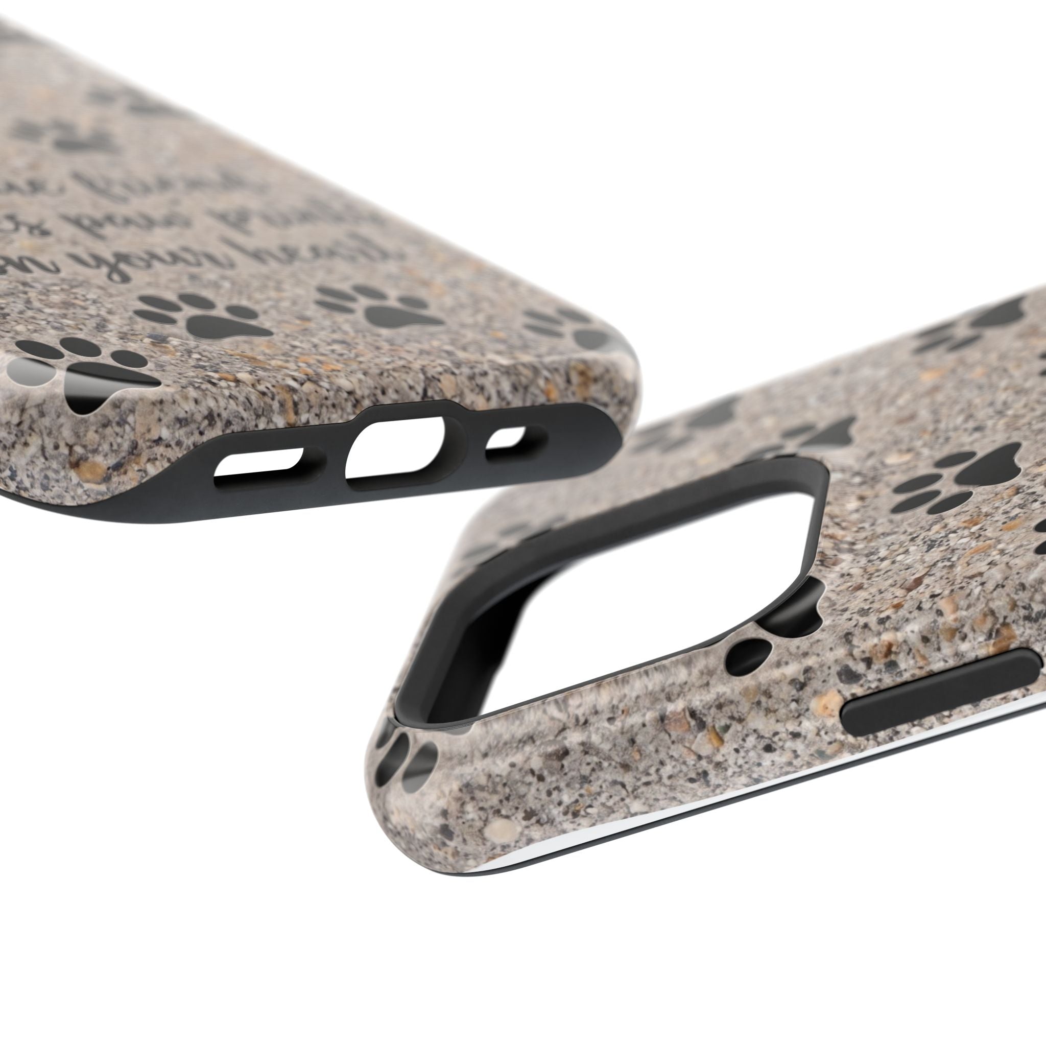 "A True Friend Leaves Paw Prints On Your Heart" Phone Case | Sentimental Stone-Texture Dog Paw Print Case | iPhone & Samsung