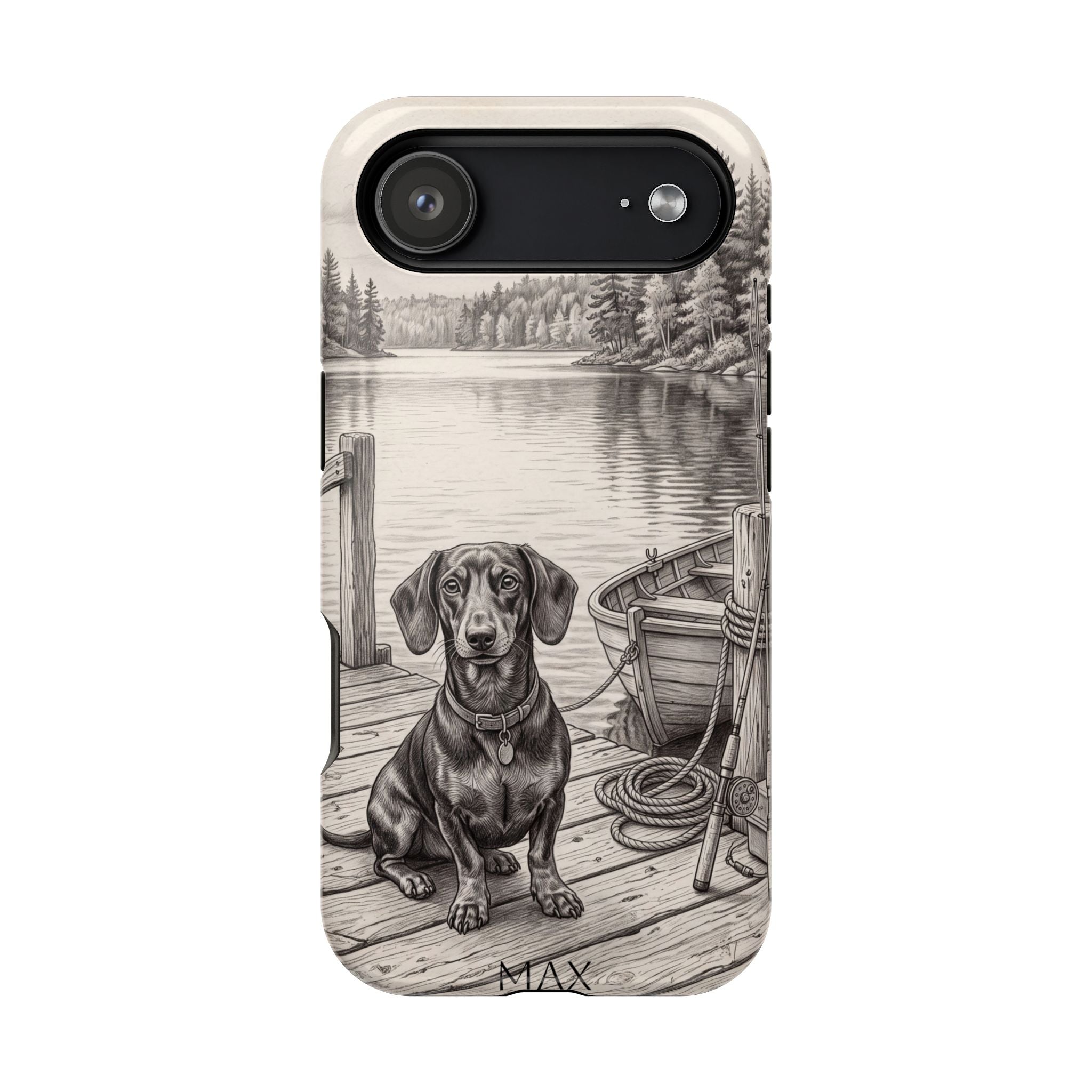 Personalized Dachshund Sunset Beach Phone Case — Wireless Charging Cover