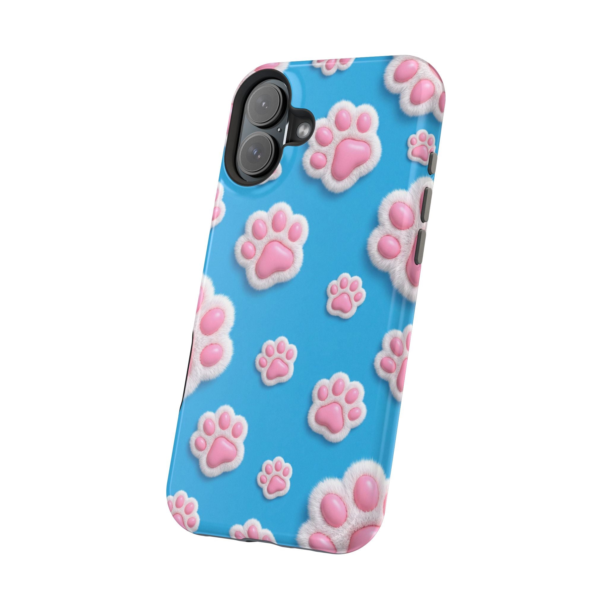 Fluffy Paw Print Phone Case | Cute 3D Pink Paw Pattern Case for Dog & Cat Lovers | iPhone & Samsung
