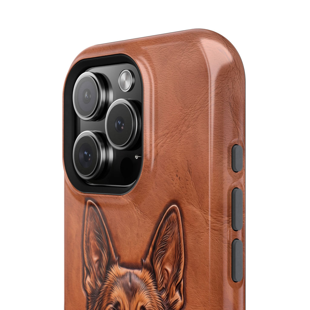 German Shepherd Phone Case | Western Tooled Art — Tough Magnetic Case with Wireless Charging