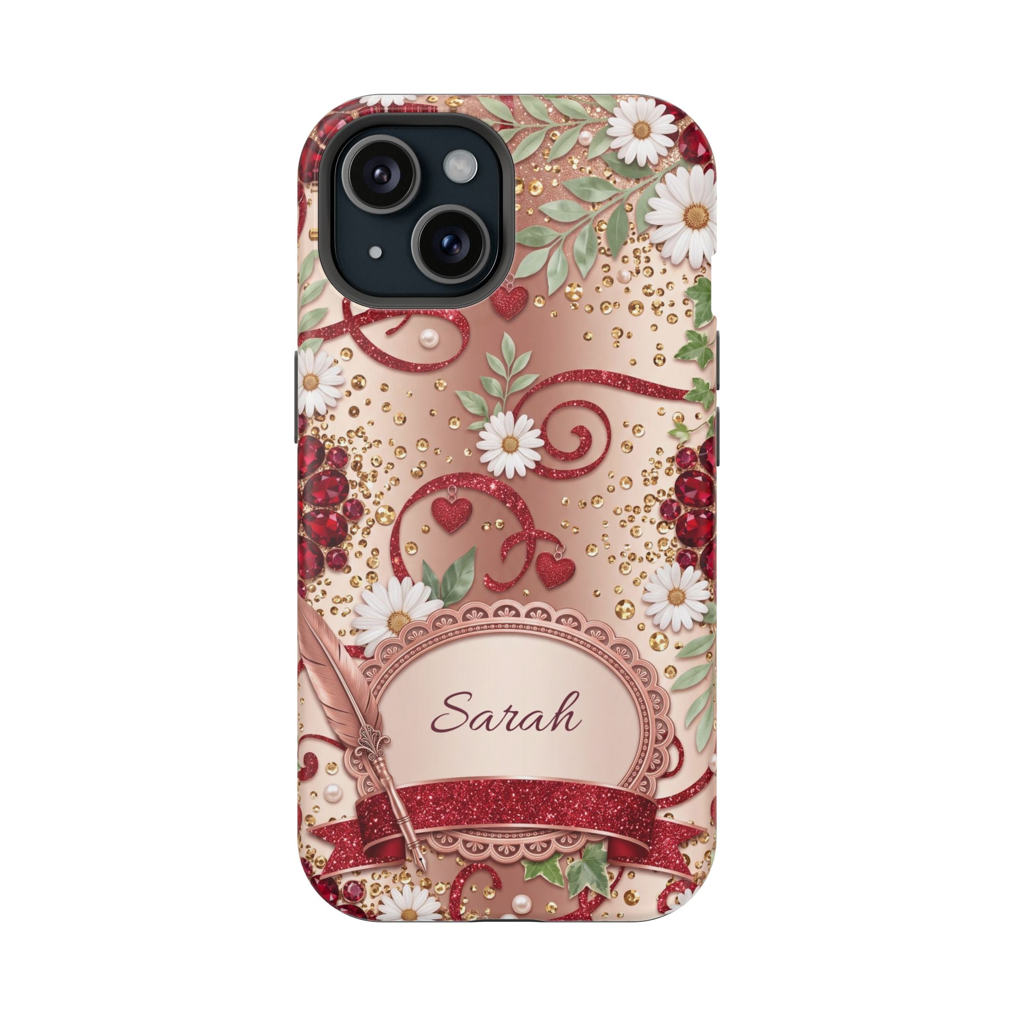 Personalized Vintage Floral Teacher Phone Case — Wireless Charging Cover