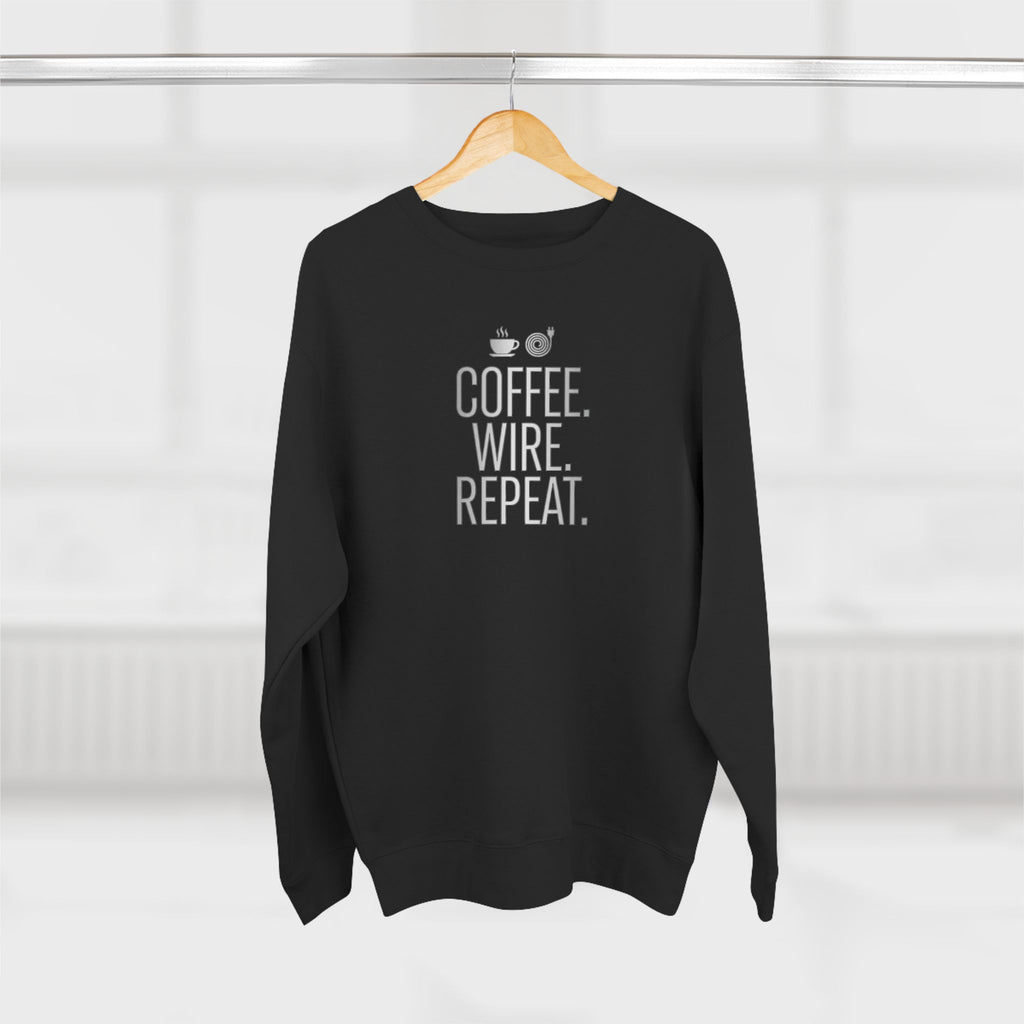Coffee Wire Repeat Electrician Sweatshirt | Funny Electrician Gift Crewneck