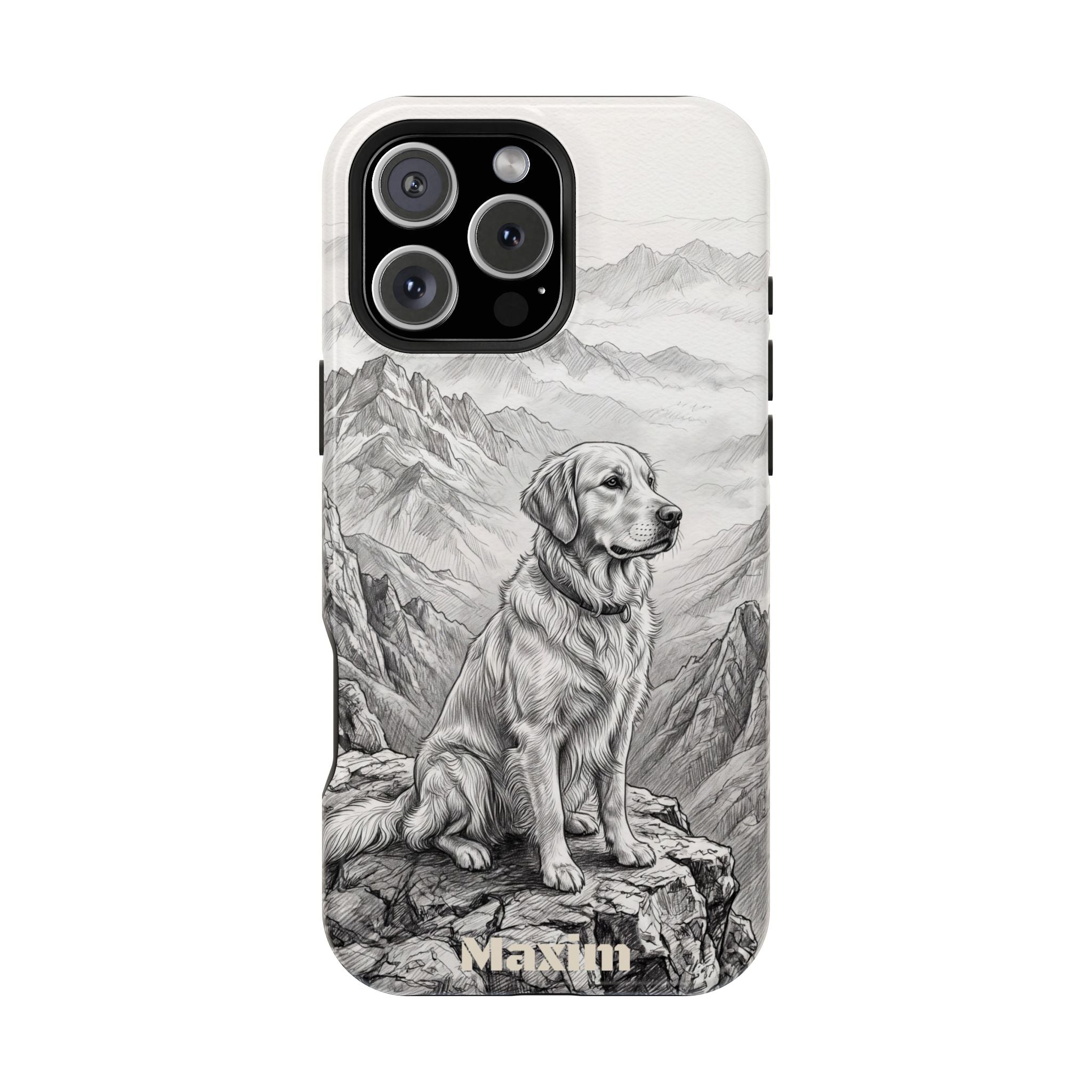Personalized Golden Retriever Mountain Peak Phone Case — Wireless Charging Cover
