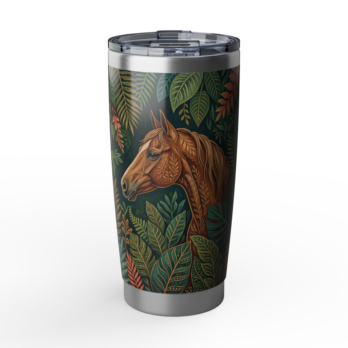 Horse Tumbler | Enchanted Jungle Art — 20 oz Stainless Travel Mug